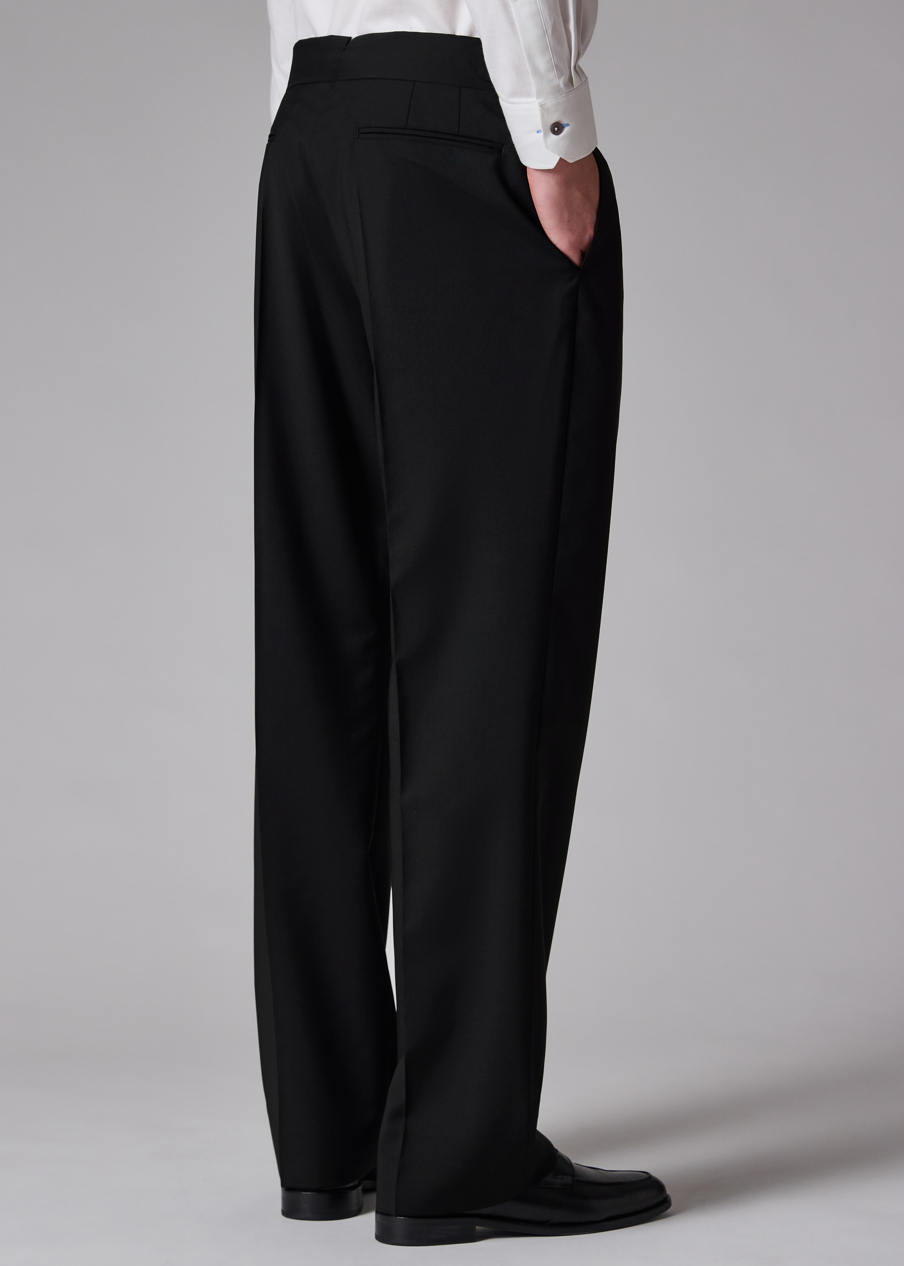 Black Single-Pleat Wool-Mohair Evening Trousers thumbnail 4