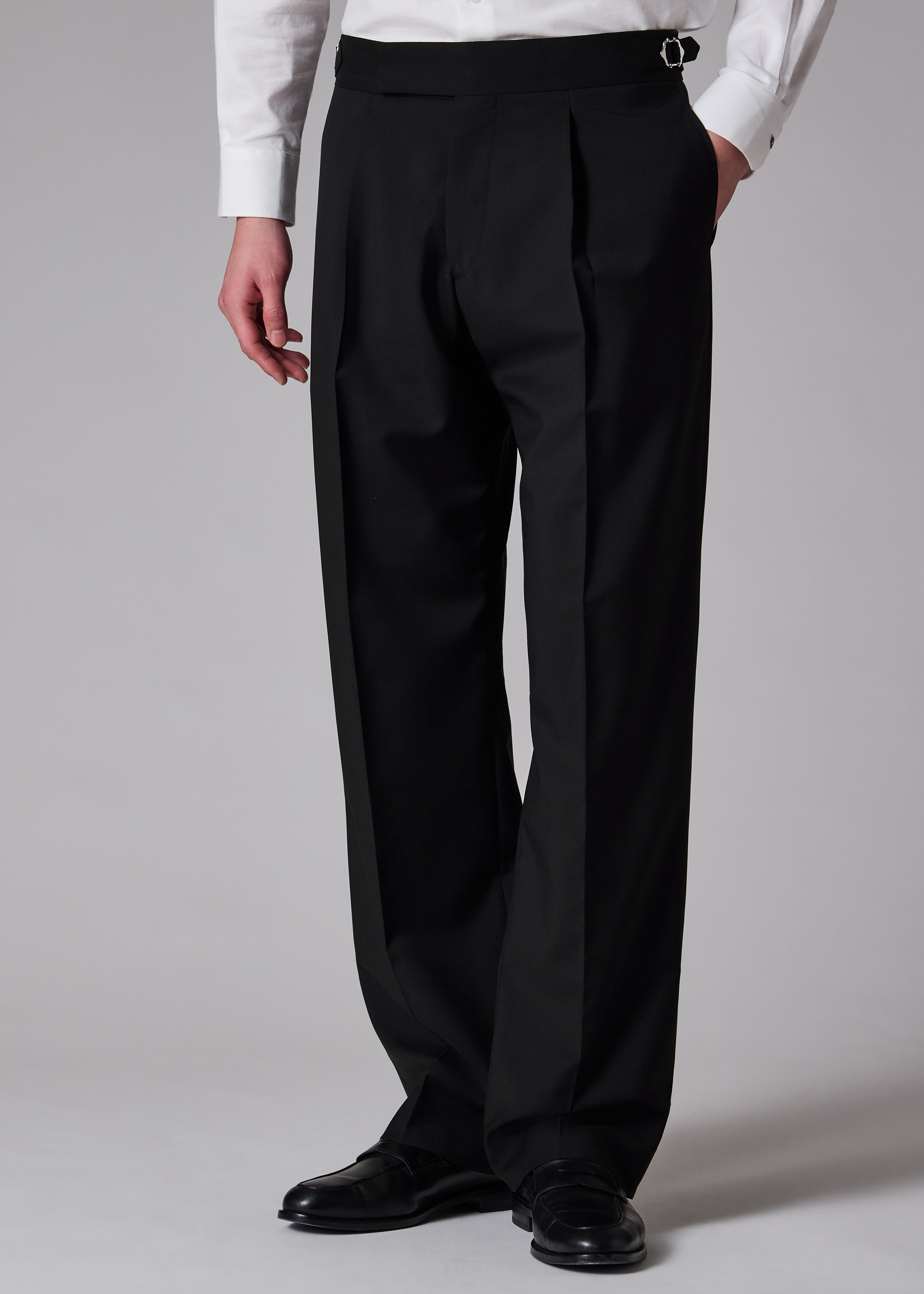 Black Single-Pleat Wool-Mohair Evening Trousers thumbnail 3