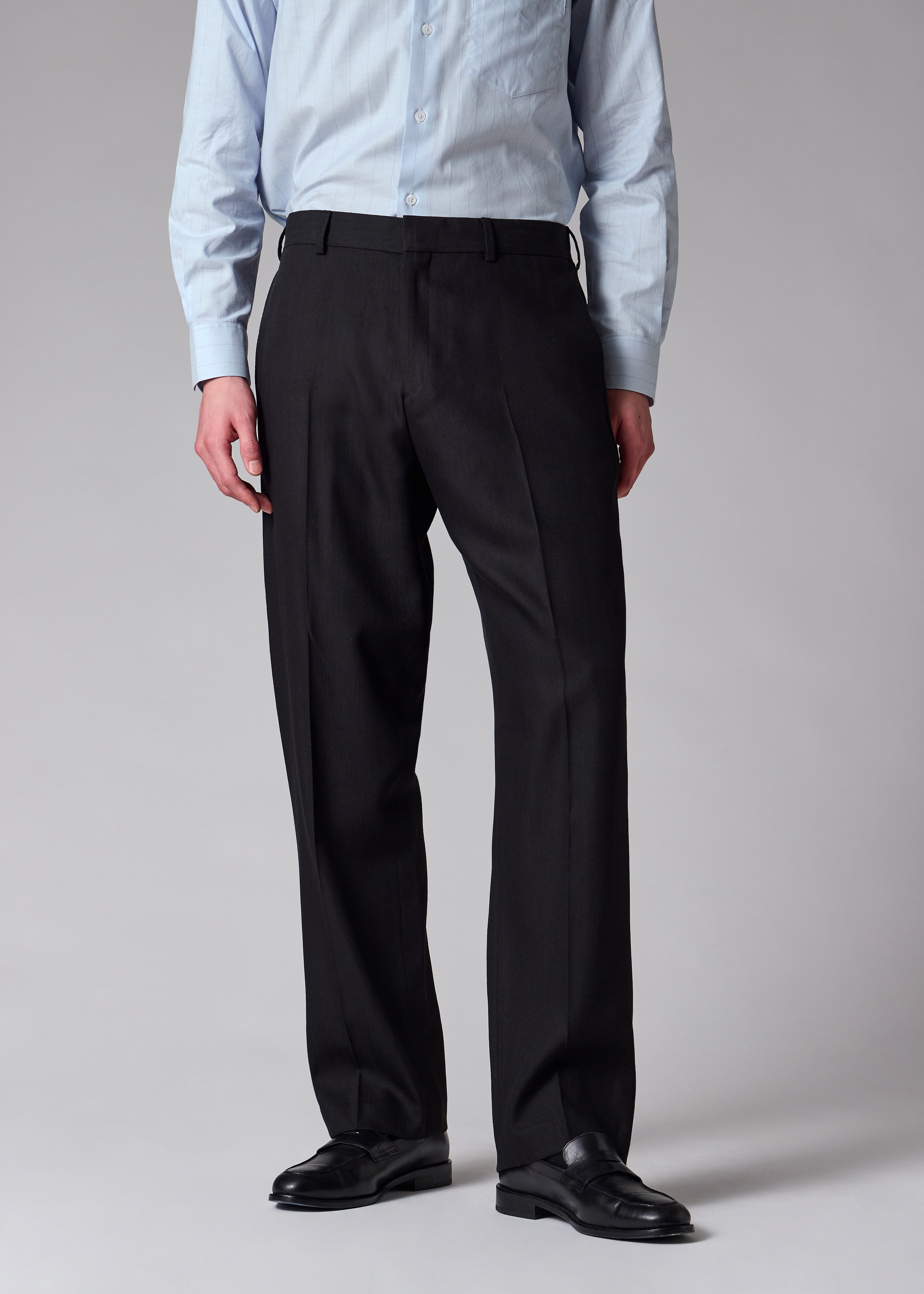 Paul Smith Black Textured Wool-Lyocell Straight-Fit Trousers