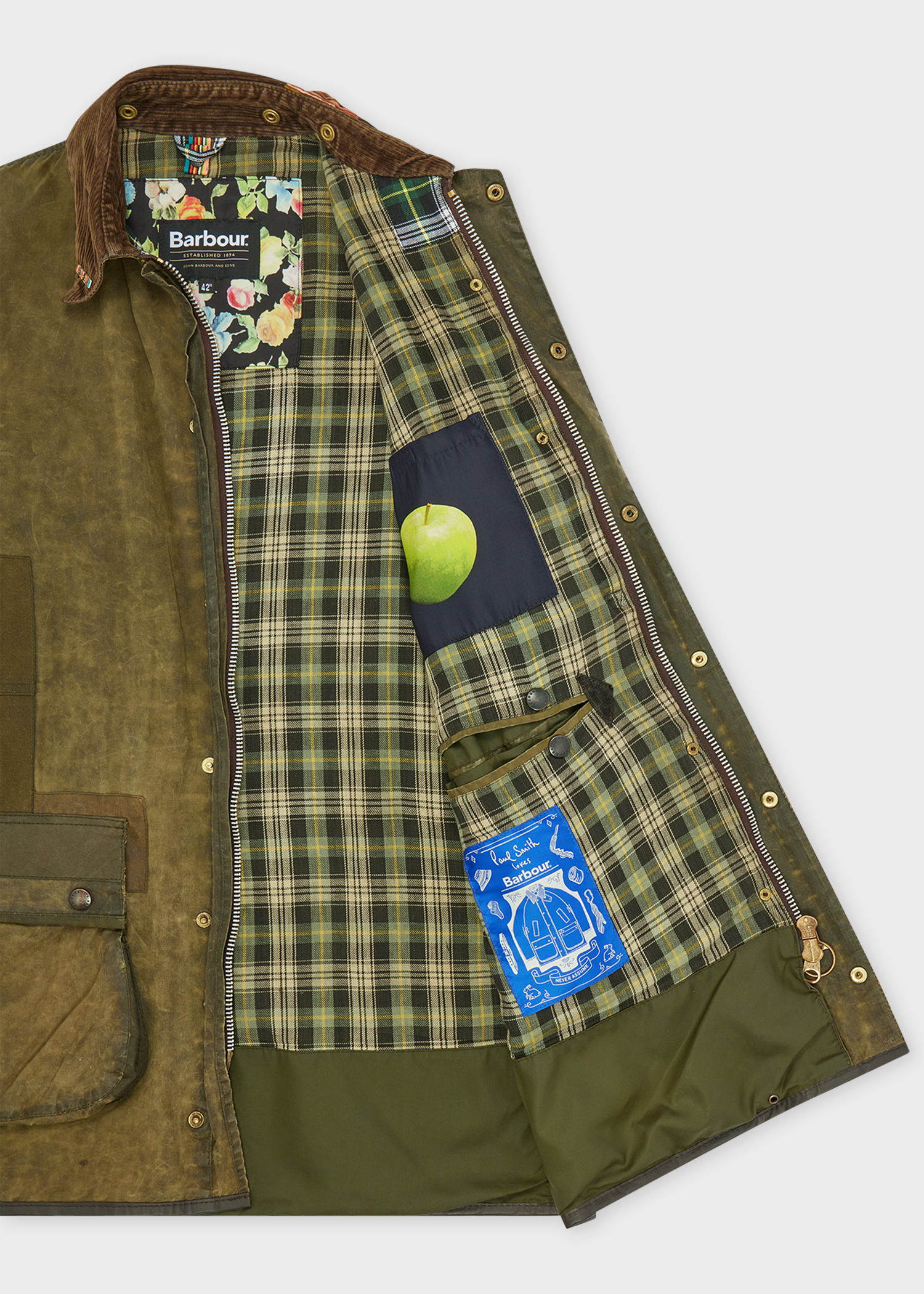 Paul Smith Loves Barbour - Re-Loved Green Border Waxed Jacket thumbnail 19