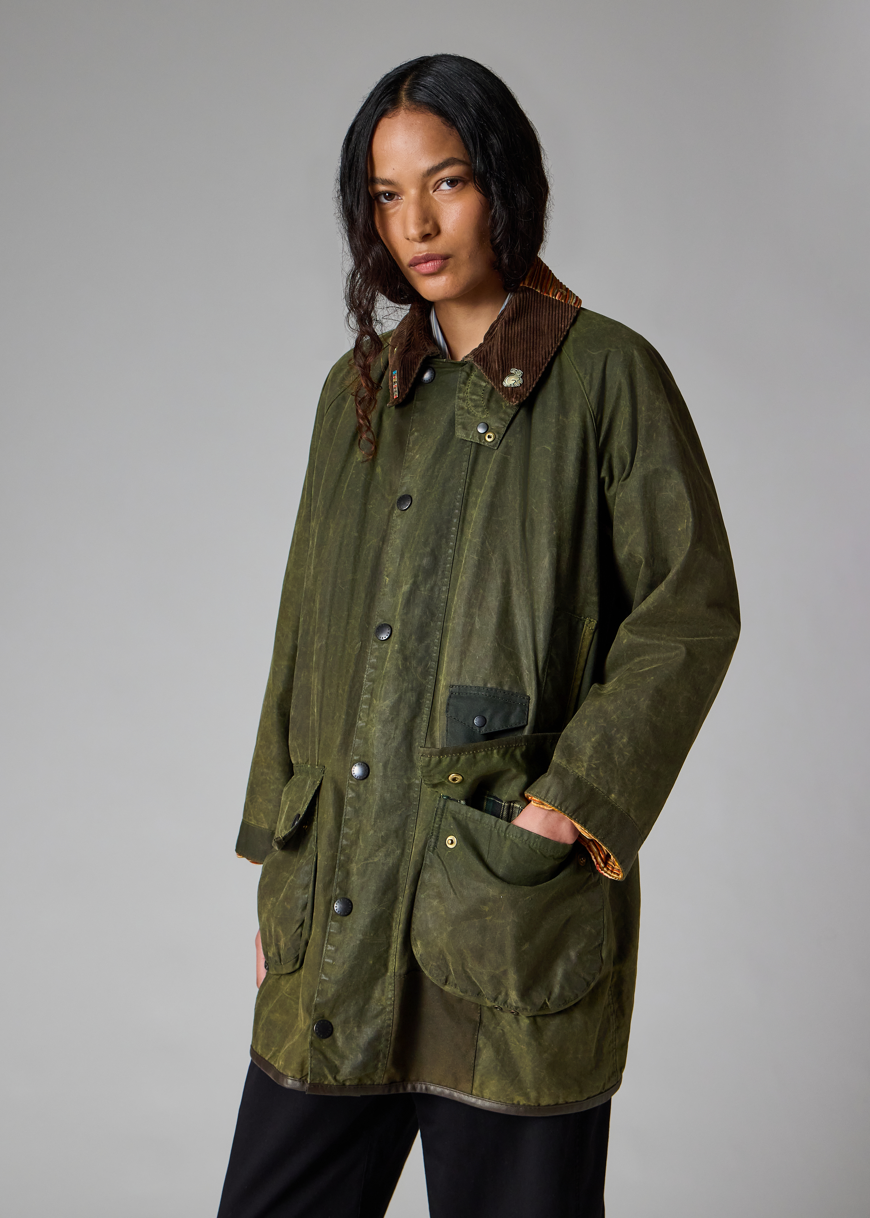 Paul Smith Loves Barbour - Re-Loved Green Gamefair Waxed Jacket thumbnail 8