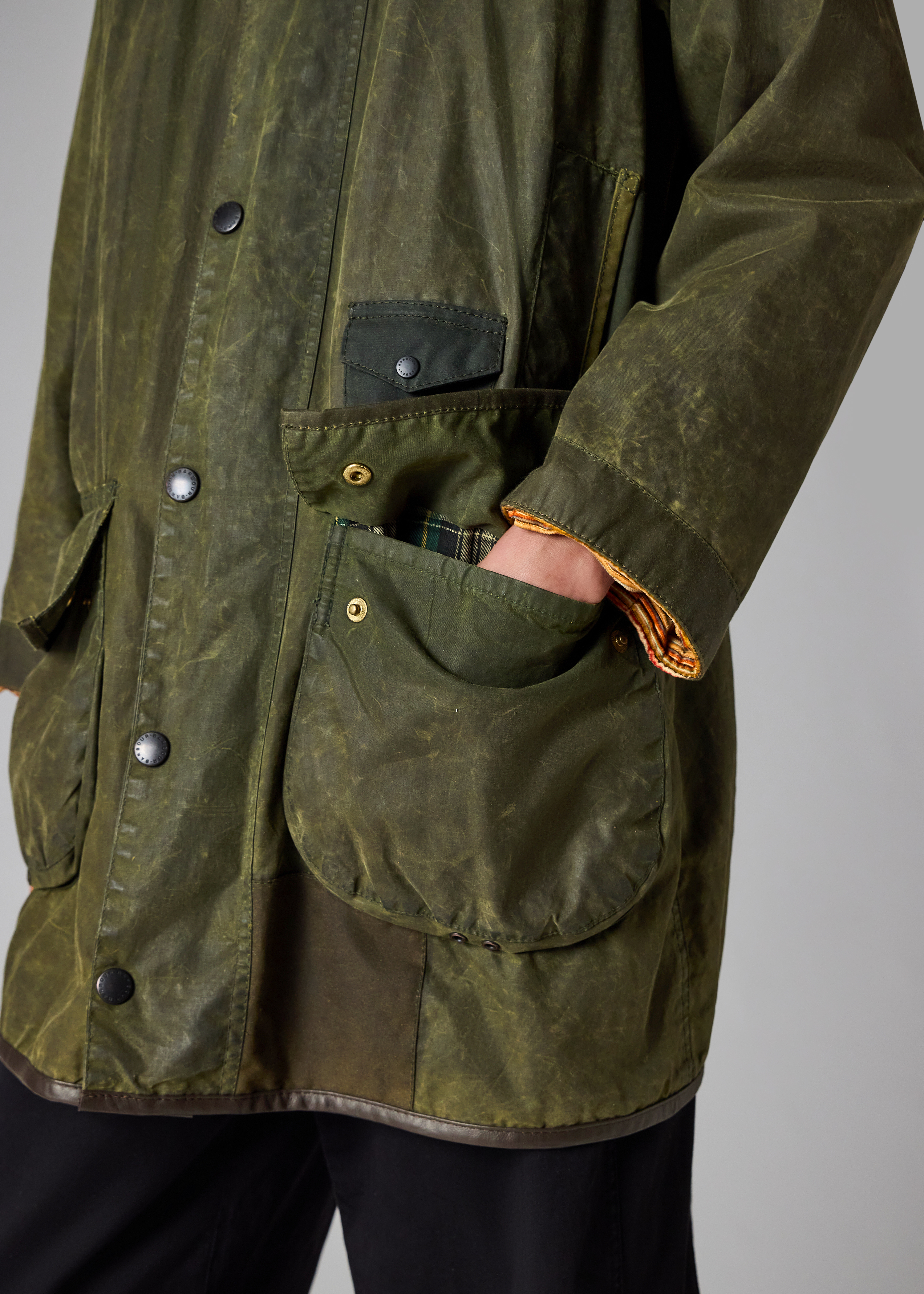 Paul Smith Loves Barbour - Re-Loved Green Gamefair Waxed Jacket thumbnail 10