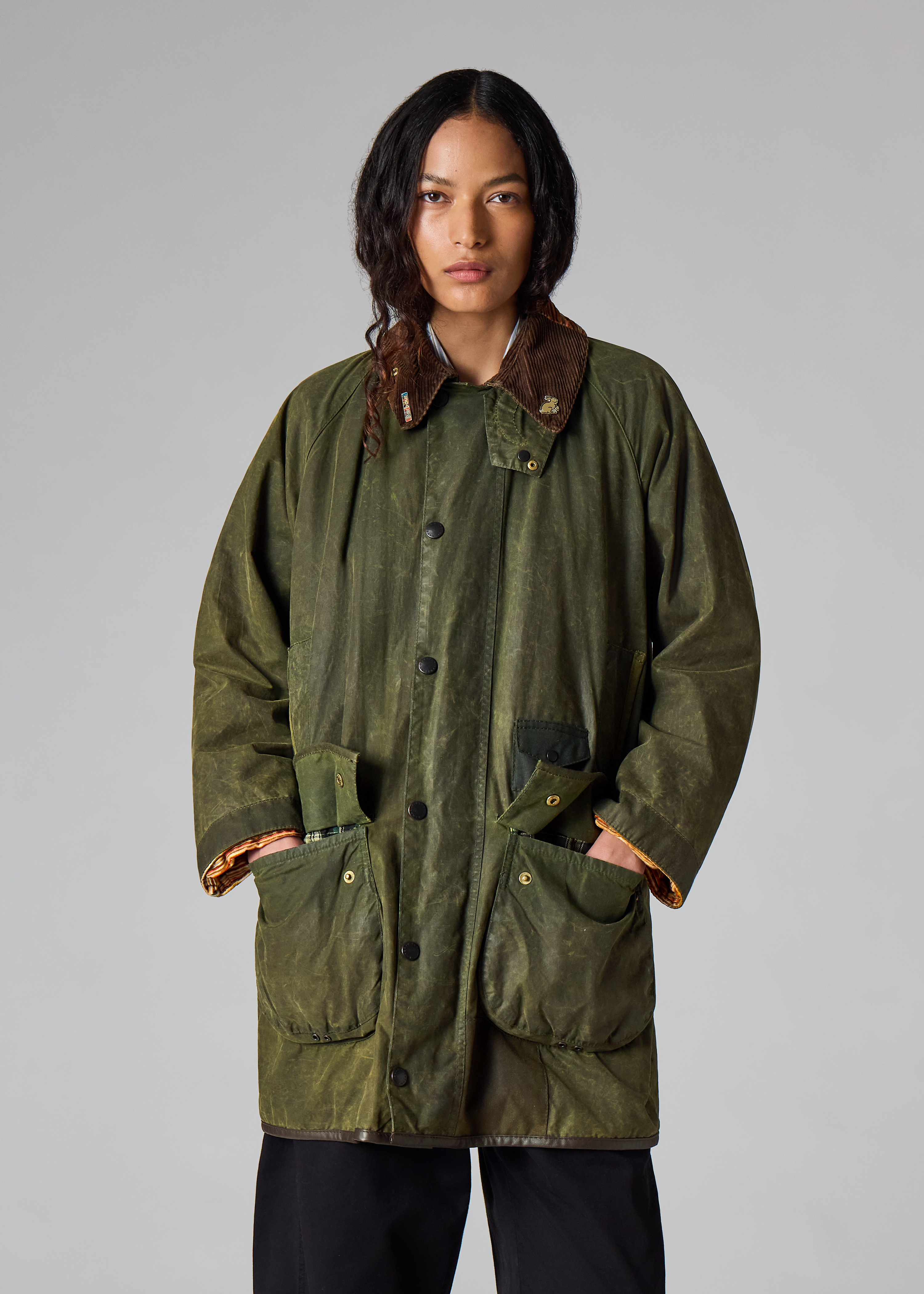Paul Smith Loves Barbour - Re-Loved Green Gamefair Waxed Jacket thumbnail 3