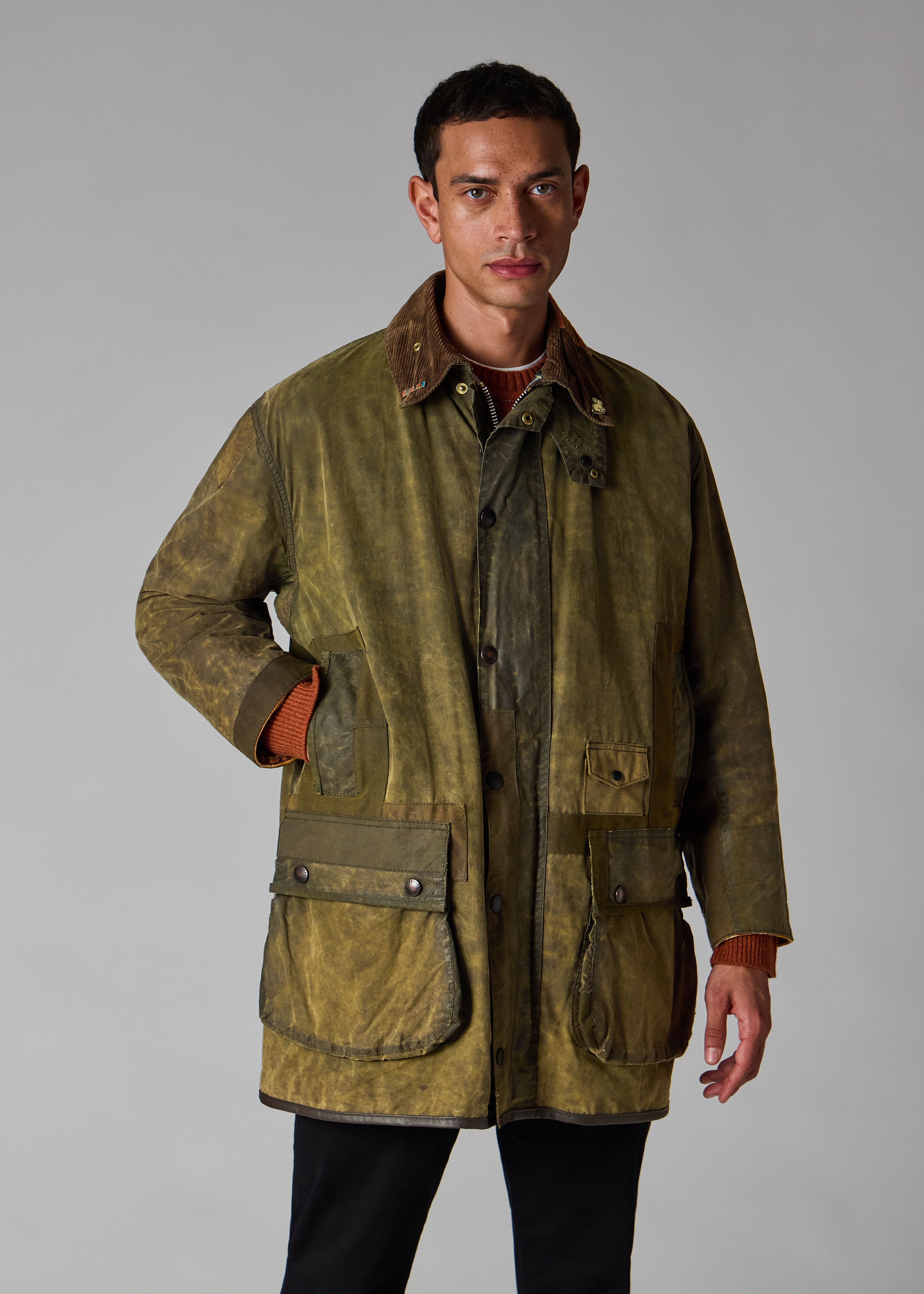 Paul Smith Loves Barbour - Re-Loved Green Border Waxed Jacket primary image