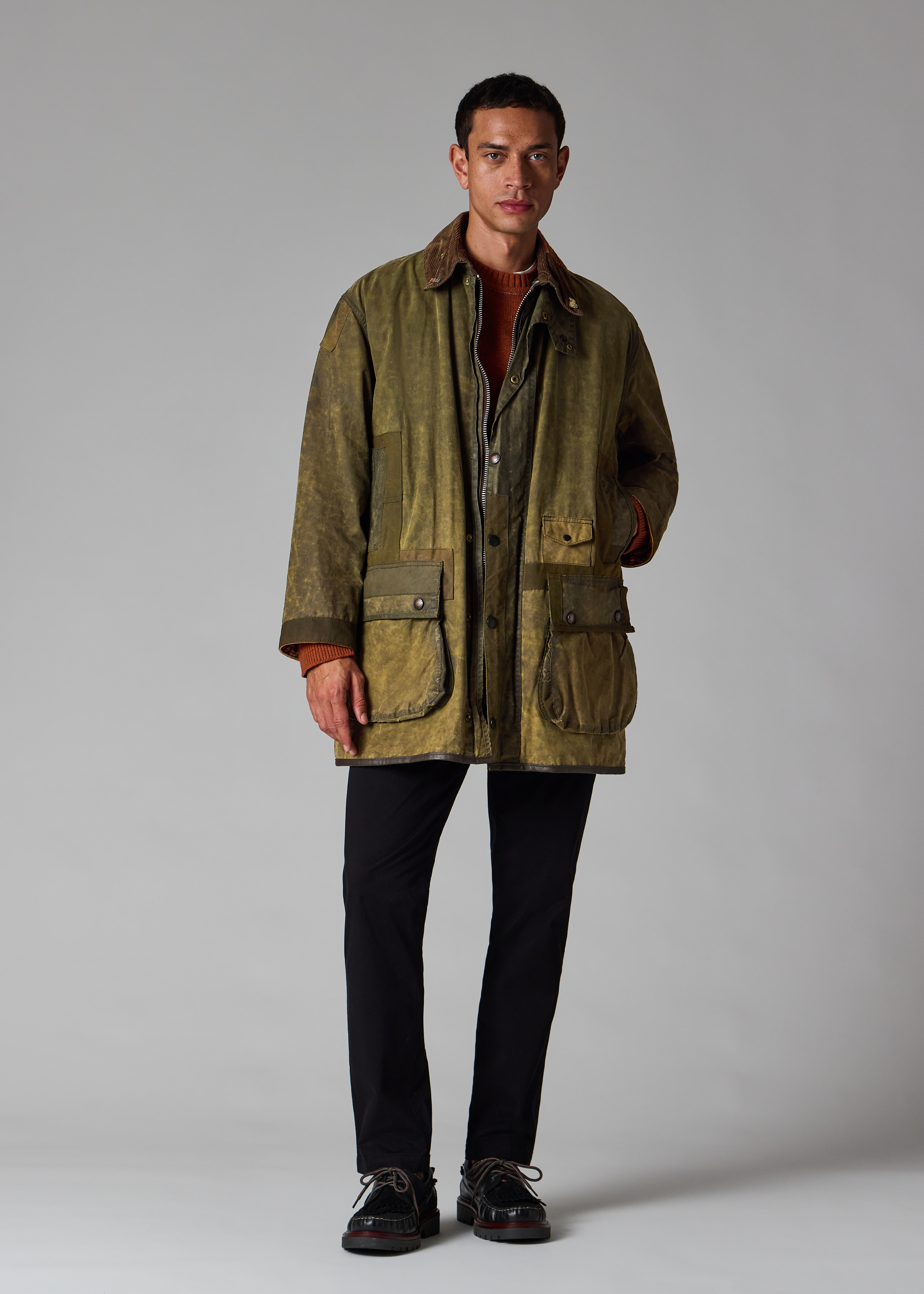 Paul Smith Loves Barbour - Re-Loved Green Border Waxed Jacket thumbnail 5
