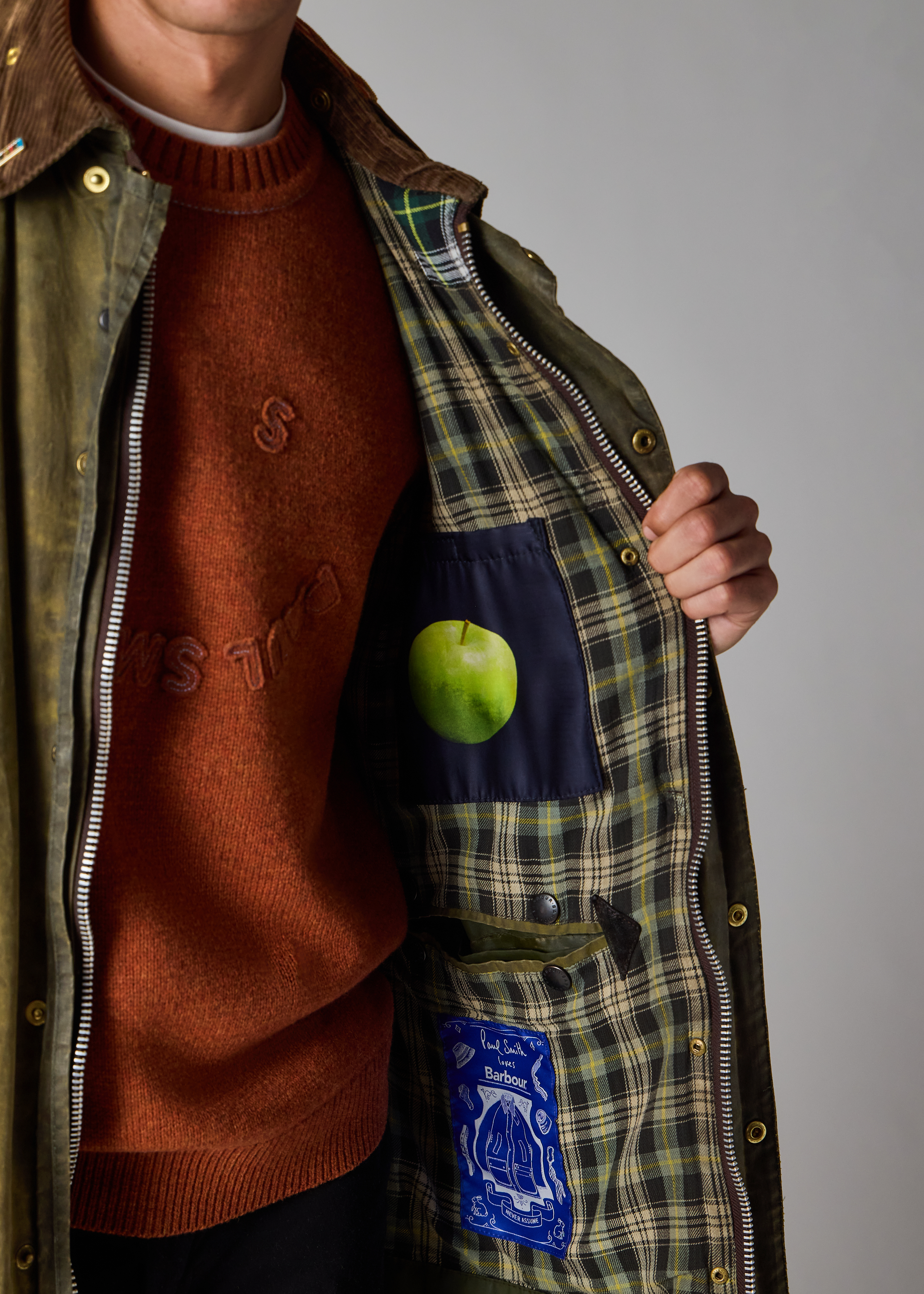 Paul Smith Loves Barbour - Re-Loved Green Border Waxed Jacket thumbnail 6