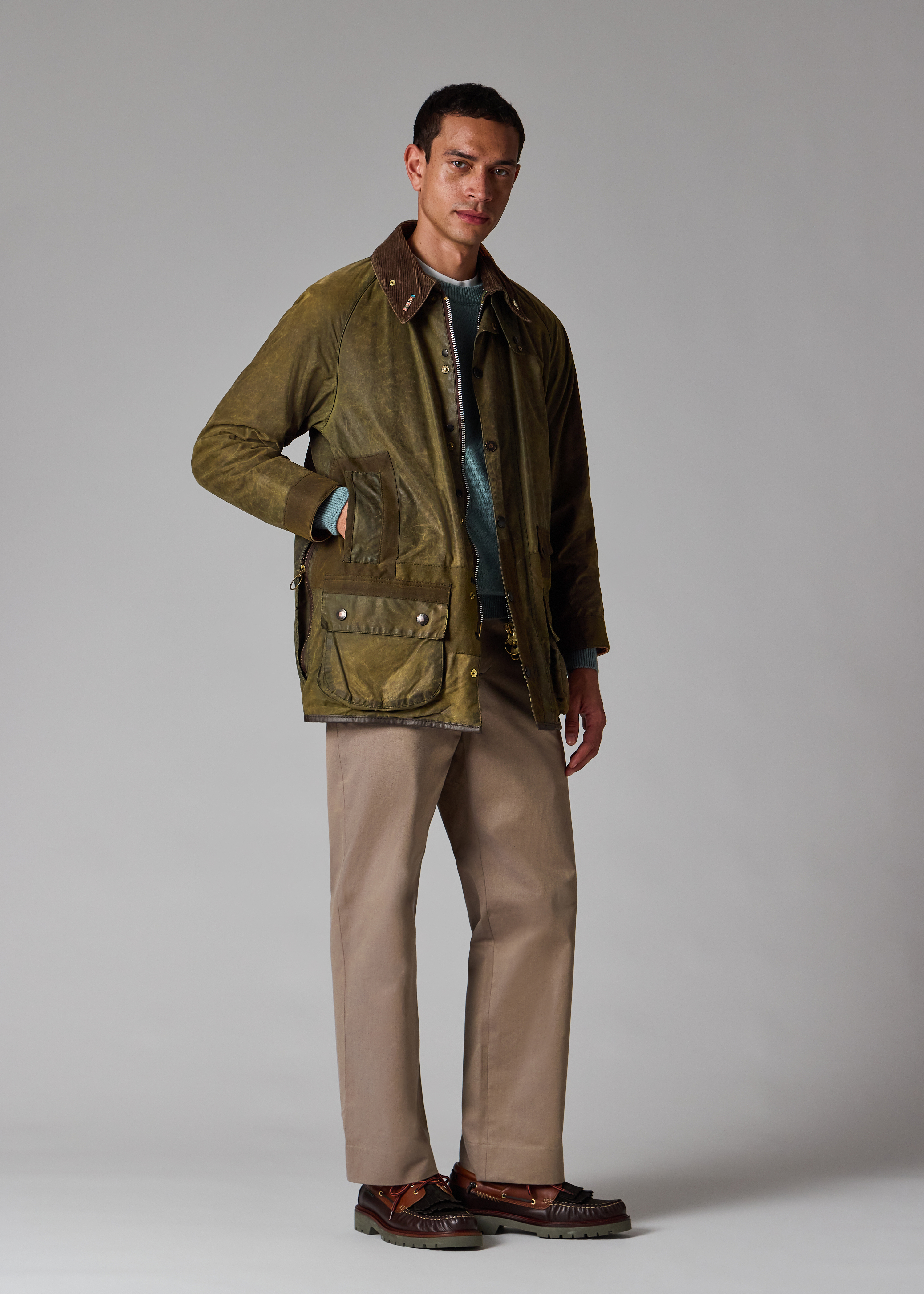 Paul Smith Loves Barbour - Re-Loved Green Beaufort Waxed Jacket thumbnail 9