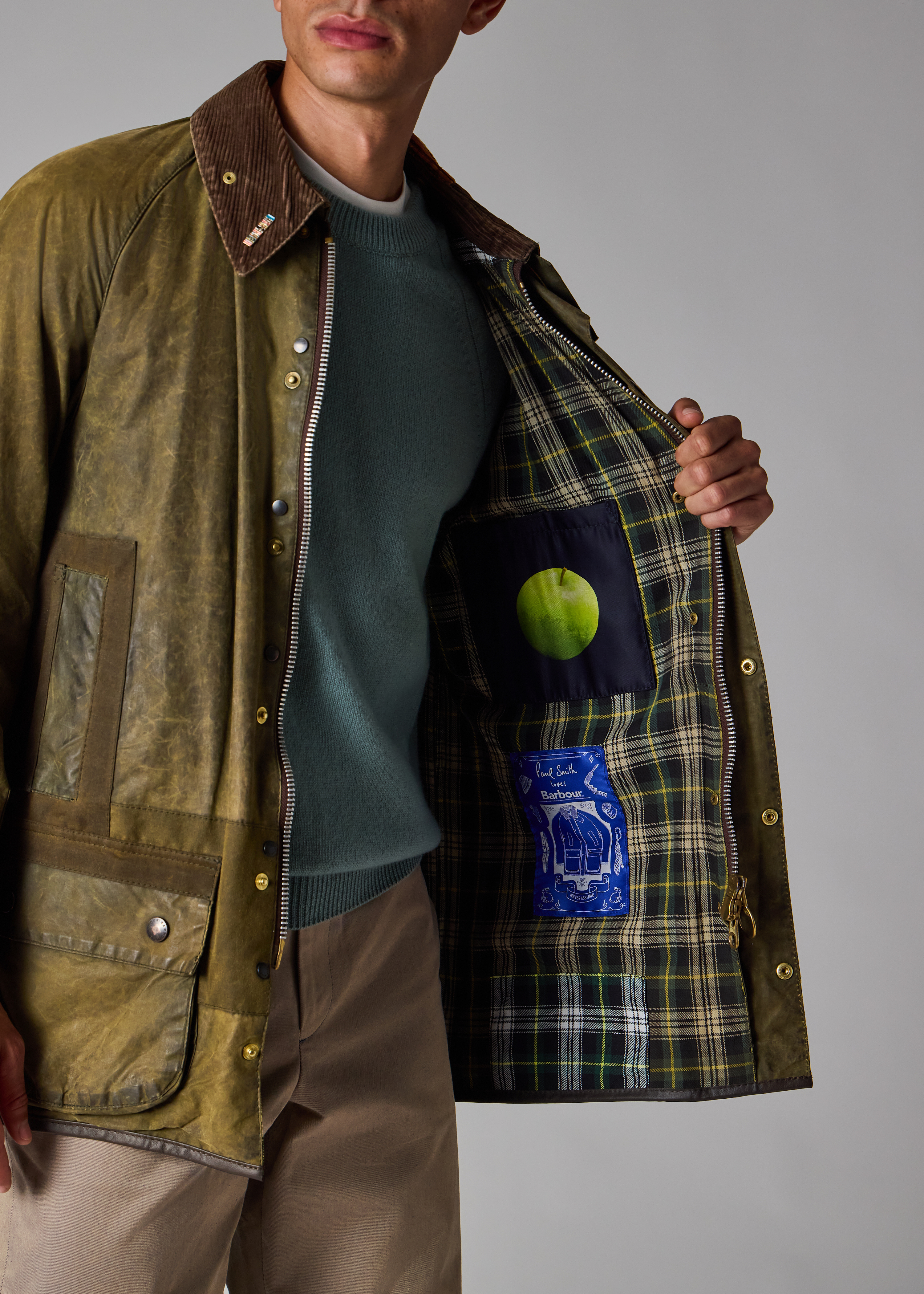 Paul Smith Loves Barbour - Re-Loved Green Beaufort Waxed Jacket thumbnail 3