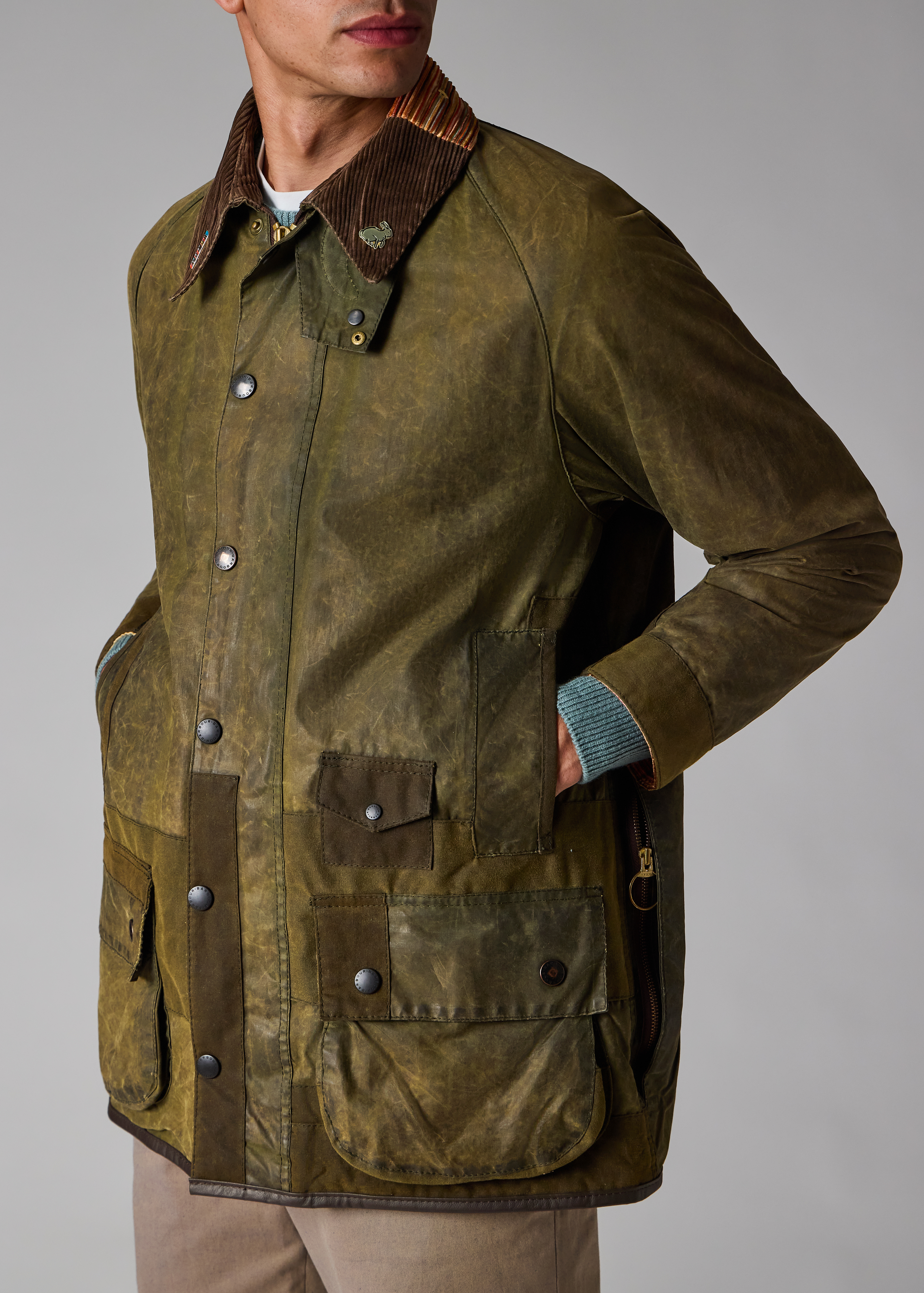 Paul Smith Loves Barbour - Re-Loved Green Beaufort Waxed Jacket thumbnail 2