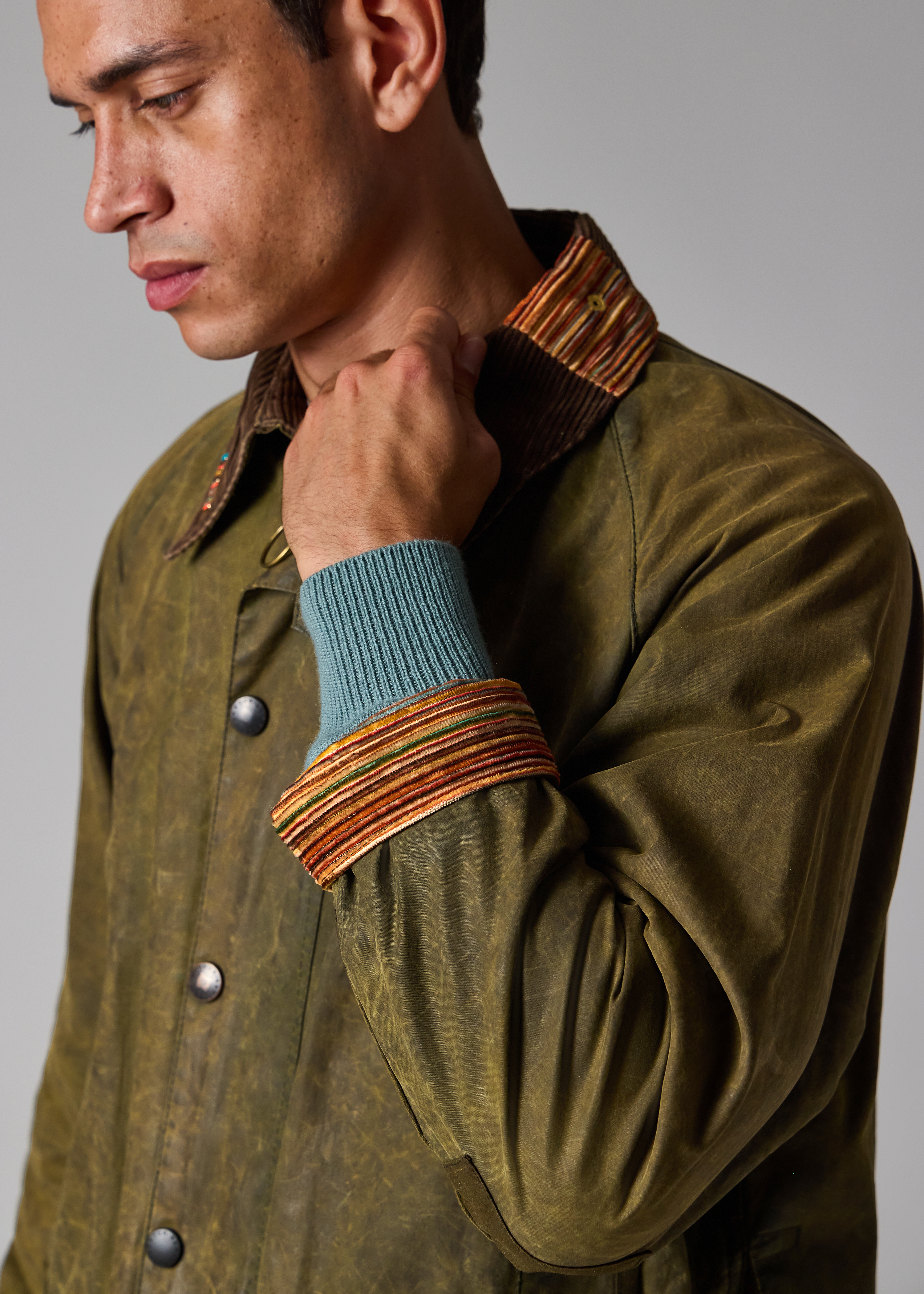 Paul Smith Loves Barbour - Re-Loved Green Beaufort Waxed Jacket thumbnail 6