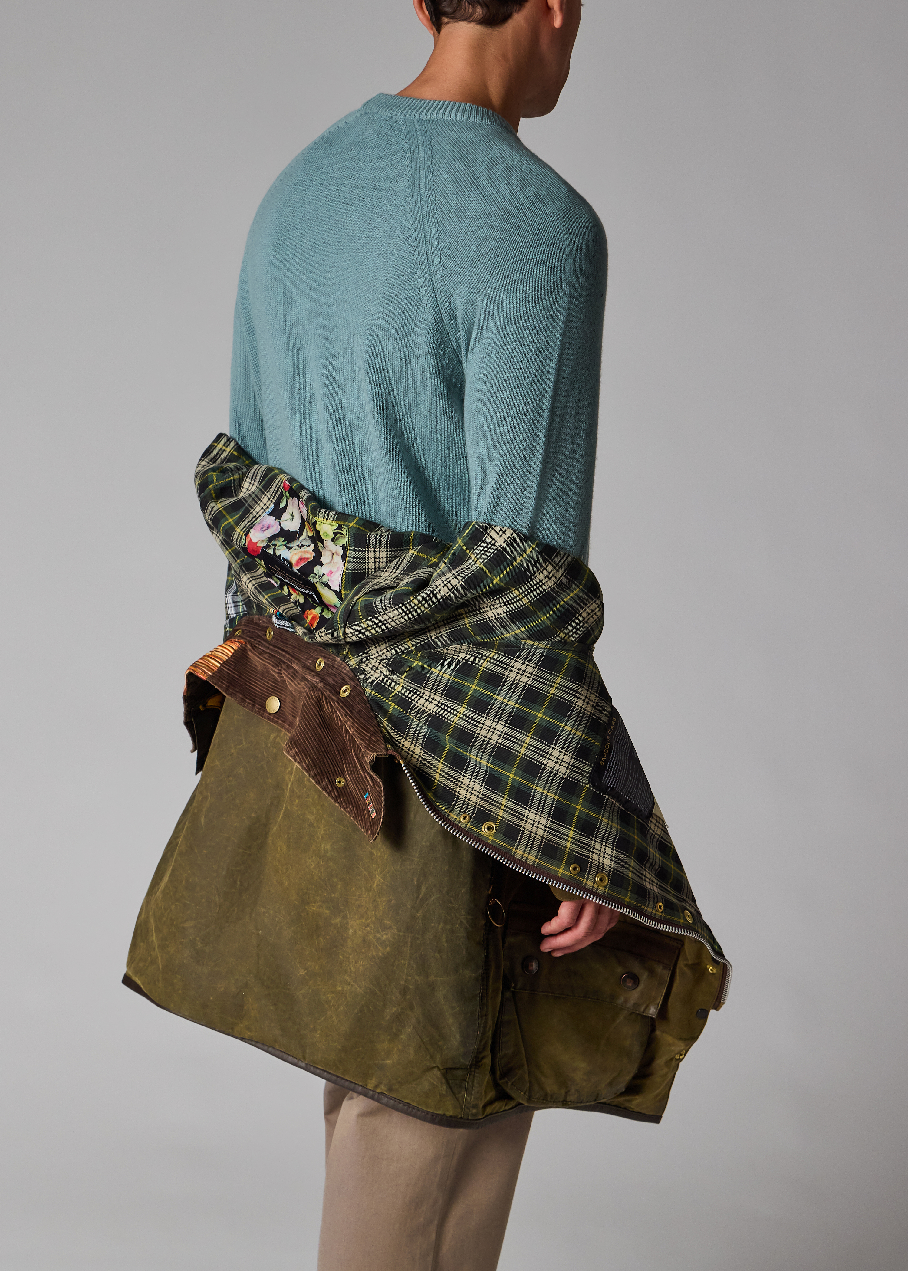 Paul Smith Loves Barbour - Re-Loved Green Beaufort Waxed Jacket thumbnail 8