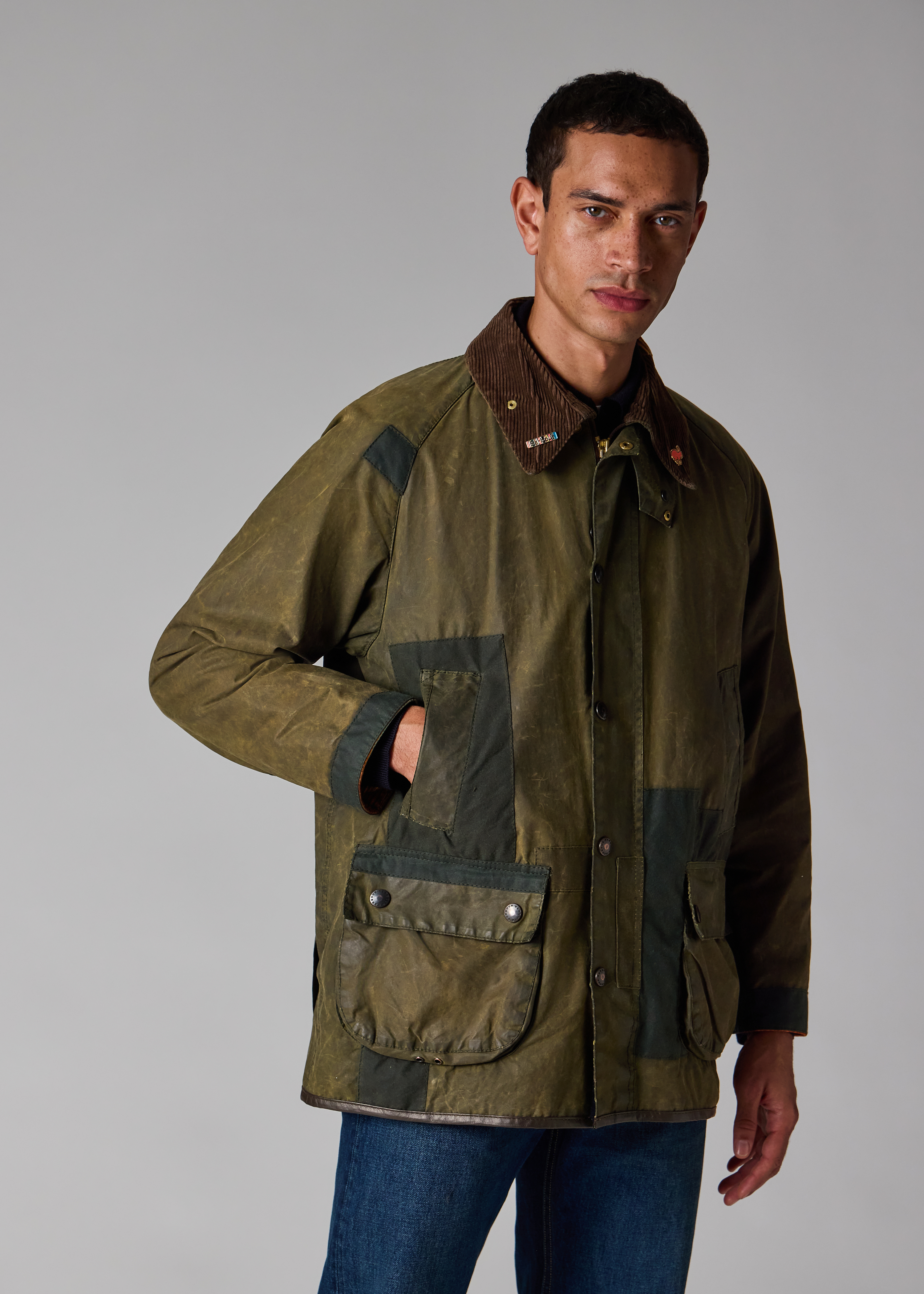 Paul Smith Loves Barbour - Re-Loved Green Bedale Waxed Jacket primary image