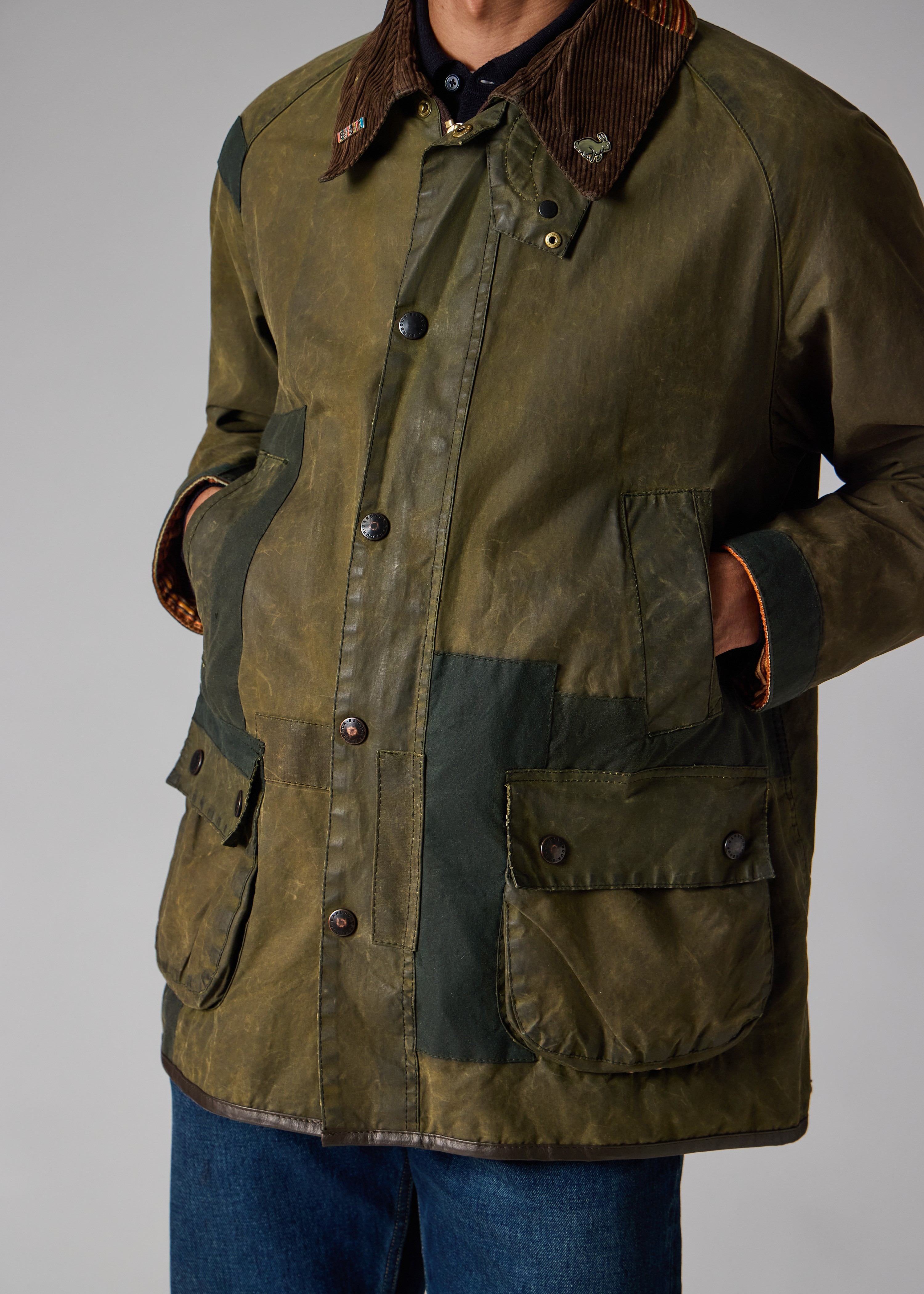 Paul Smith Loves Barbour - Re-Loved Green Bedale Waxed Jacket thumbnail 4