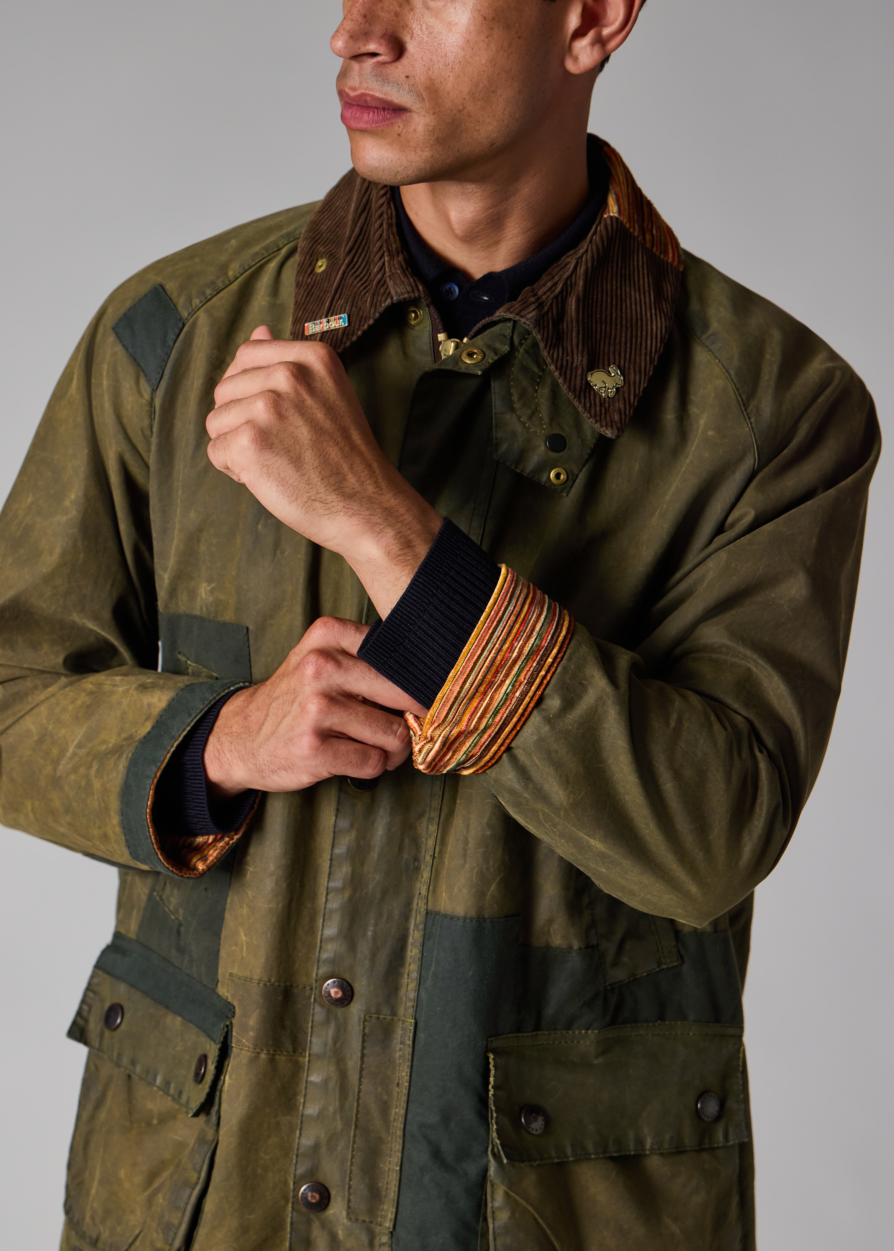 Paul Smith Loves Barbour - Re-Loved Green Bedale Waxed Jacket thumbnail 2