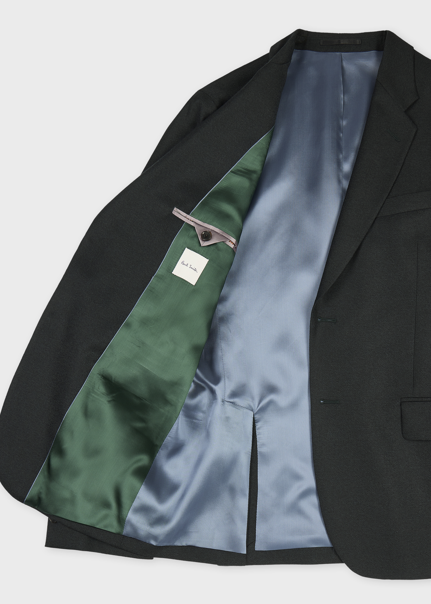 Men's Tailored-Fit Dark Petrol Overdyed Wool-Cashmere Flannel Blazer