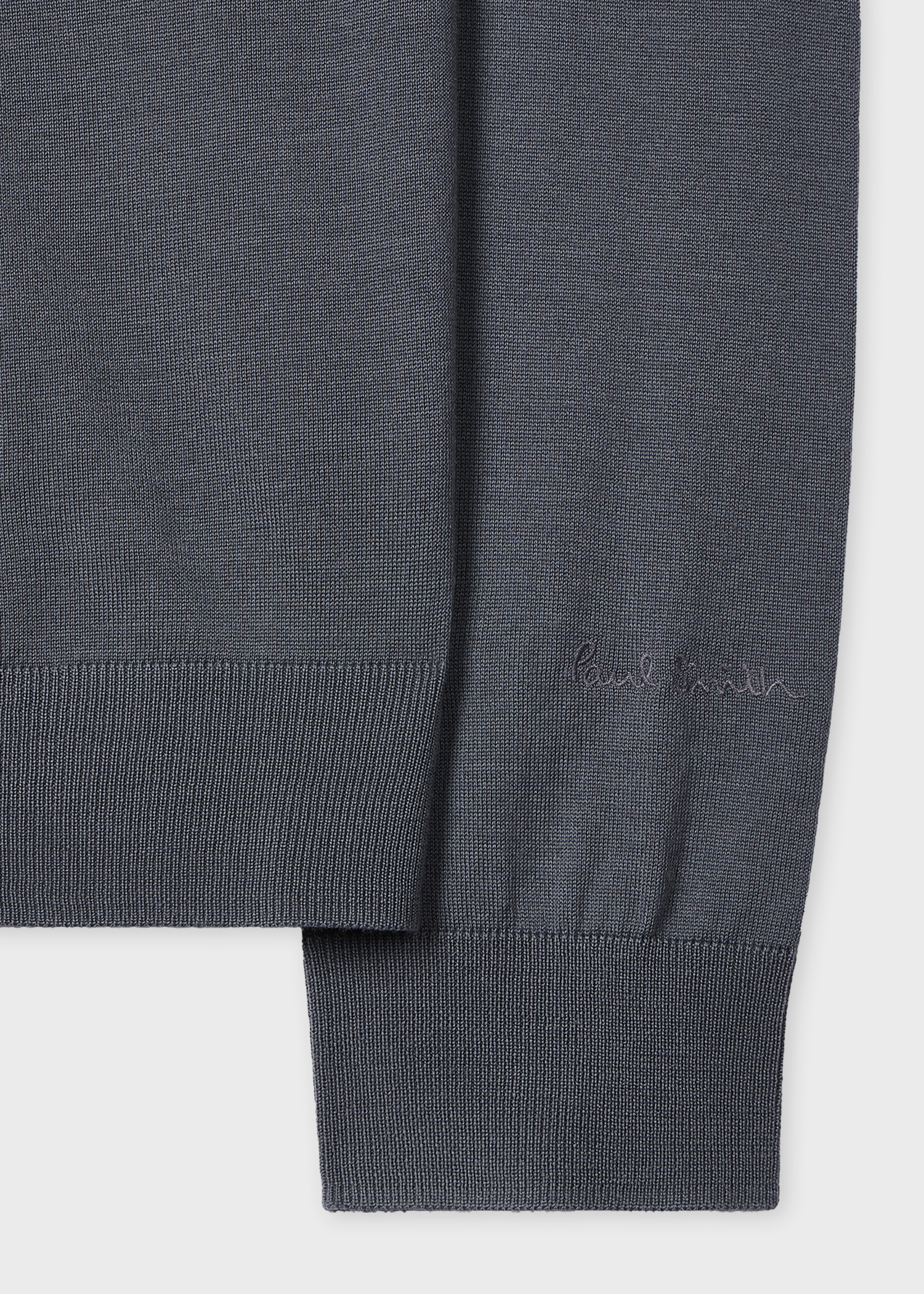 Paul Smith Steel Blue Merino Wool Knitted Long-Sleeve Polo Shirt