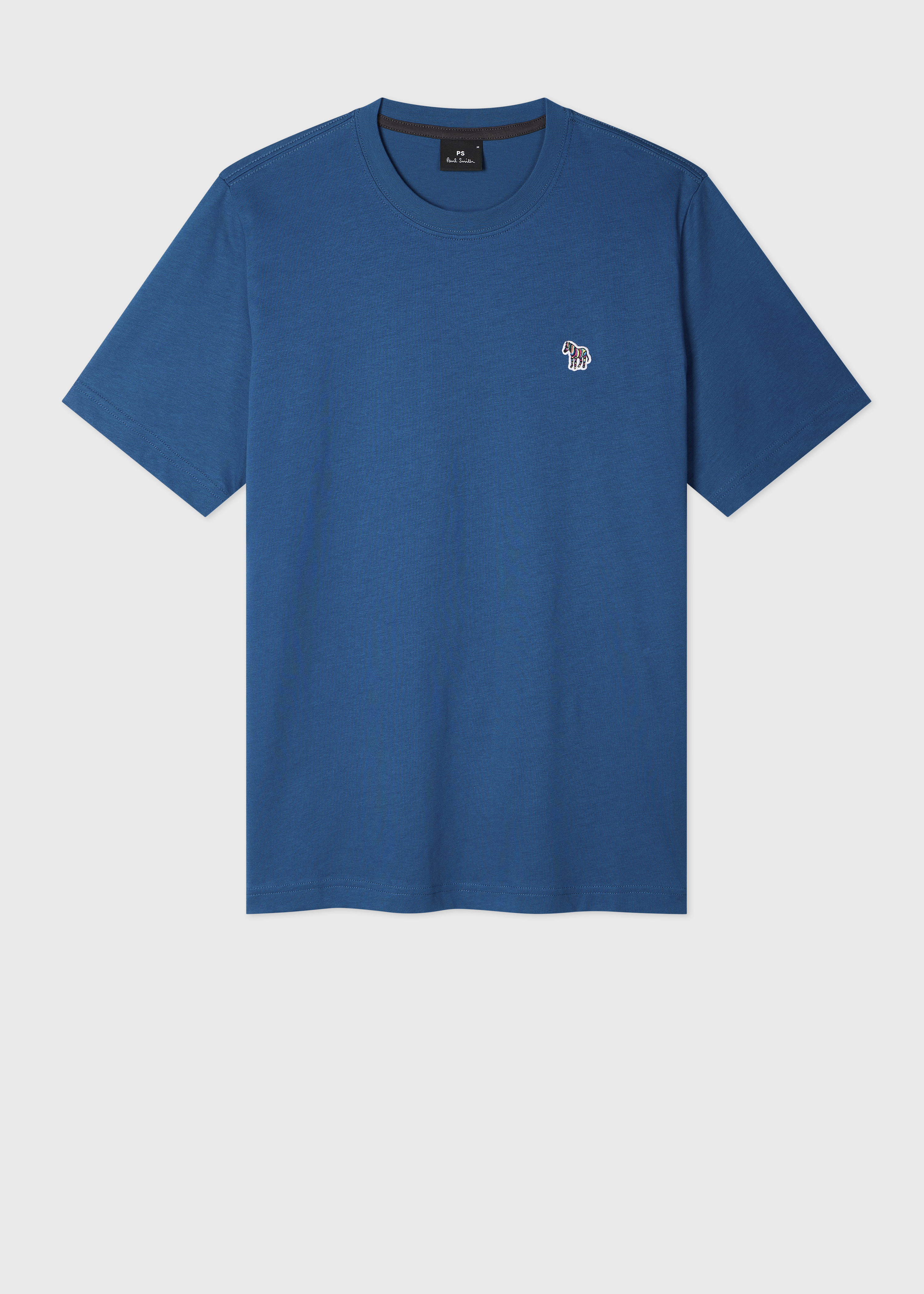 Men's Mid Blue Organic Cotton Zebra Logo T-Shirt