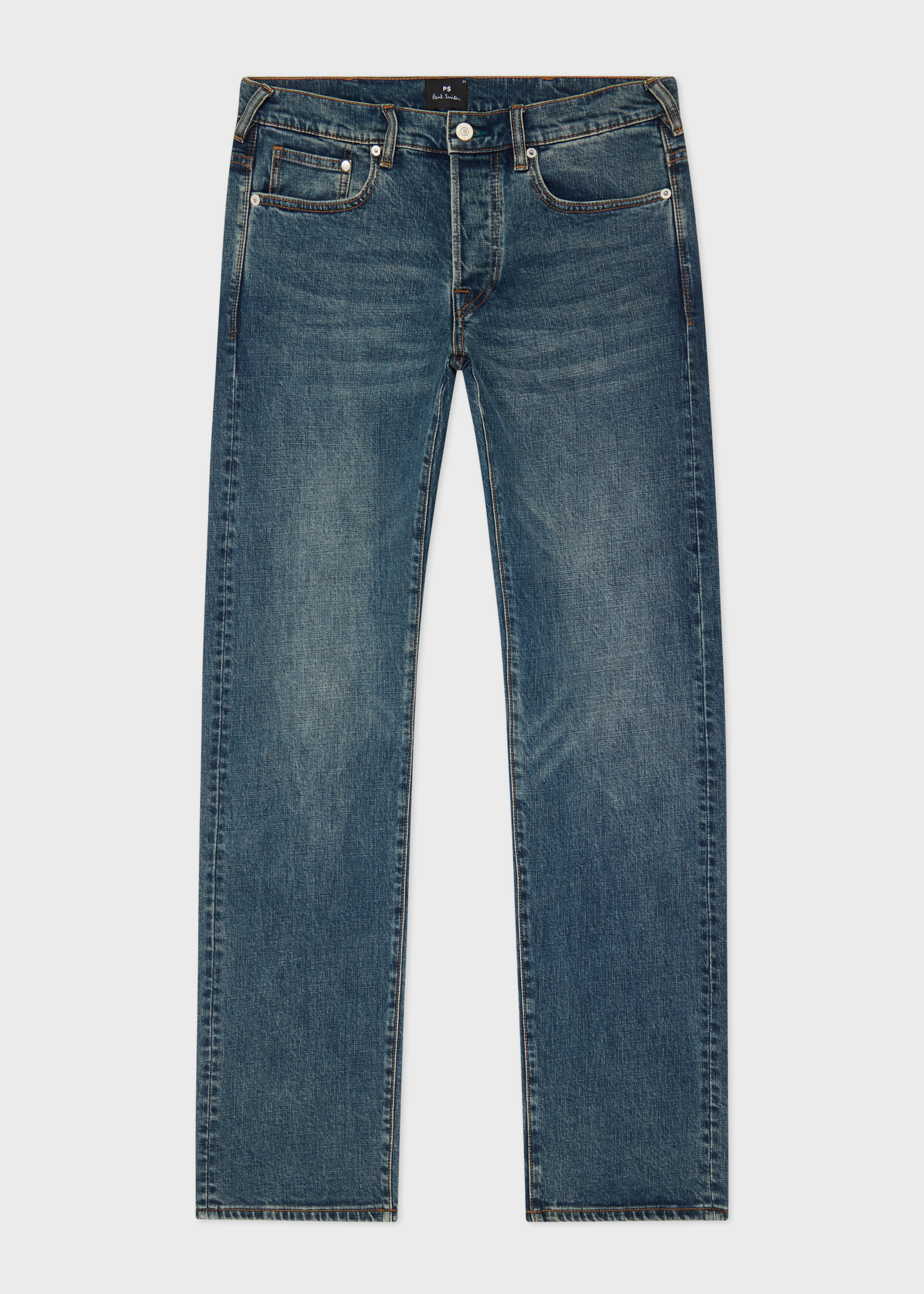 Paul Smithデニム Men's Tapered-Fit Indigo-Rinse 'Crosshatch Stretch' Jeans