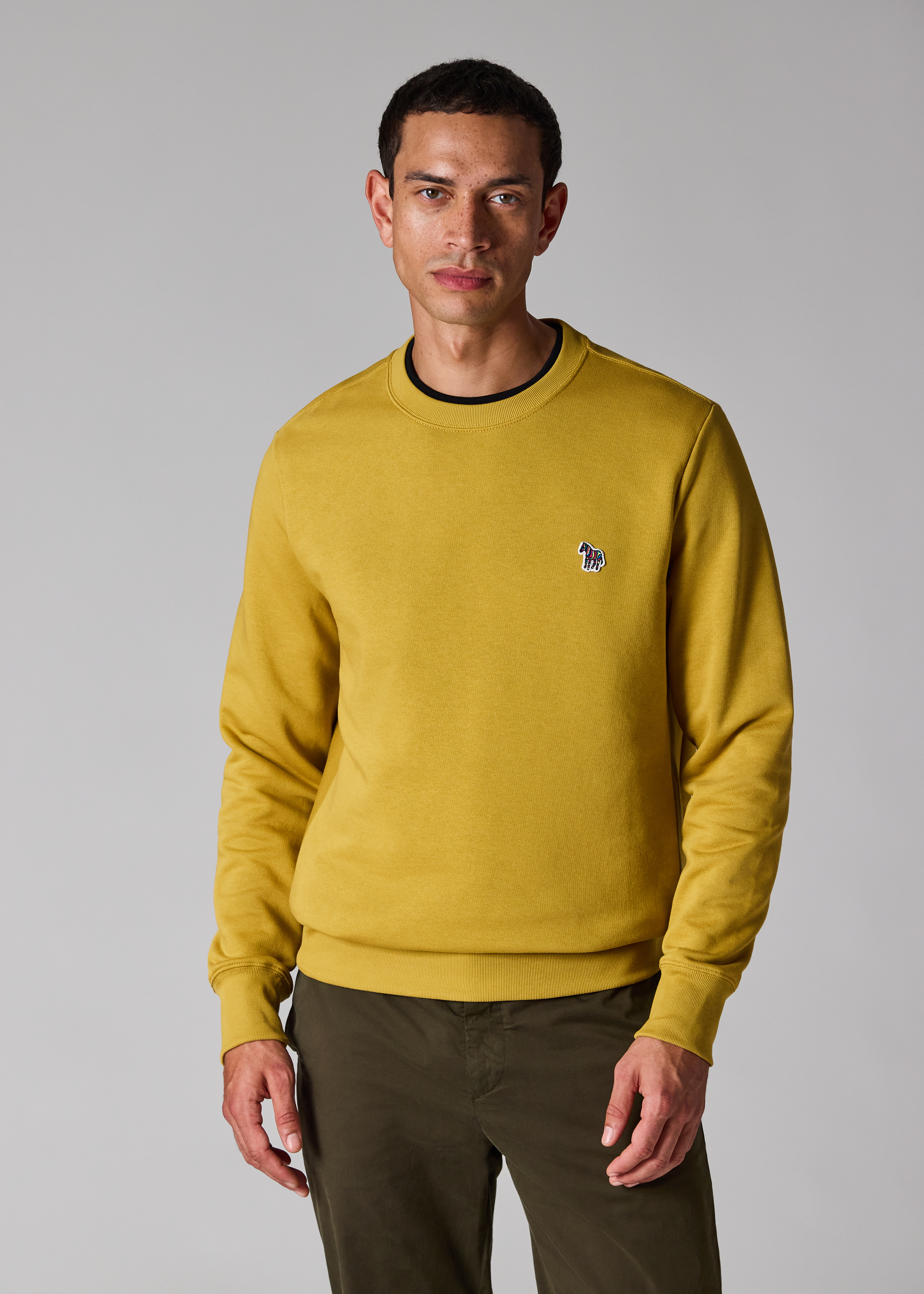 Men's Yellow Organic Cotton Zebra Logo Sweatshirt
