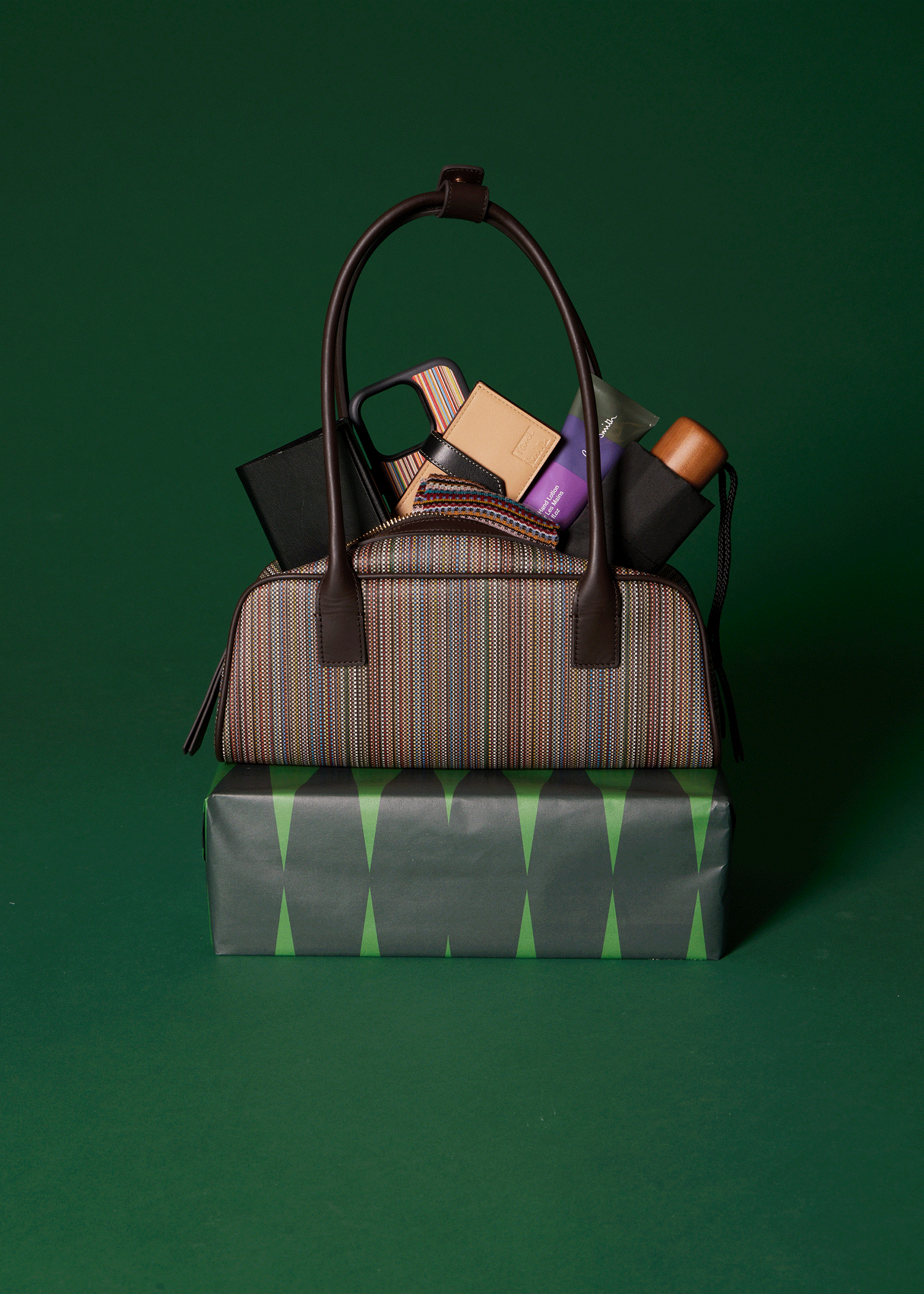 Women's 'Signature Stripe' Coated Canvas Top Handle Shoulder Bag