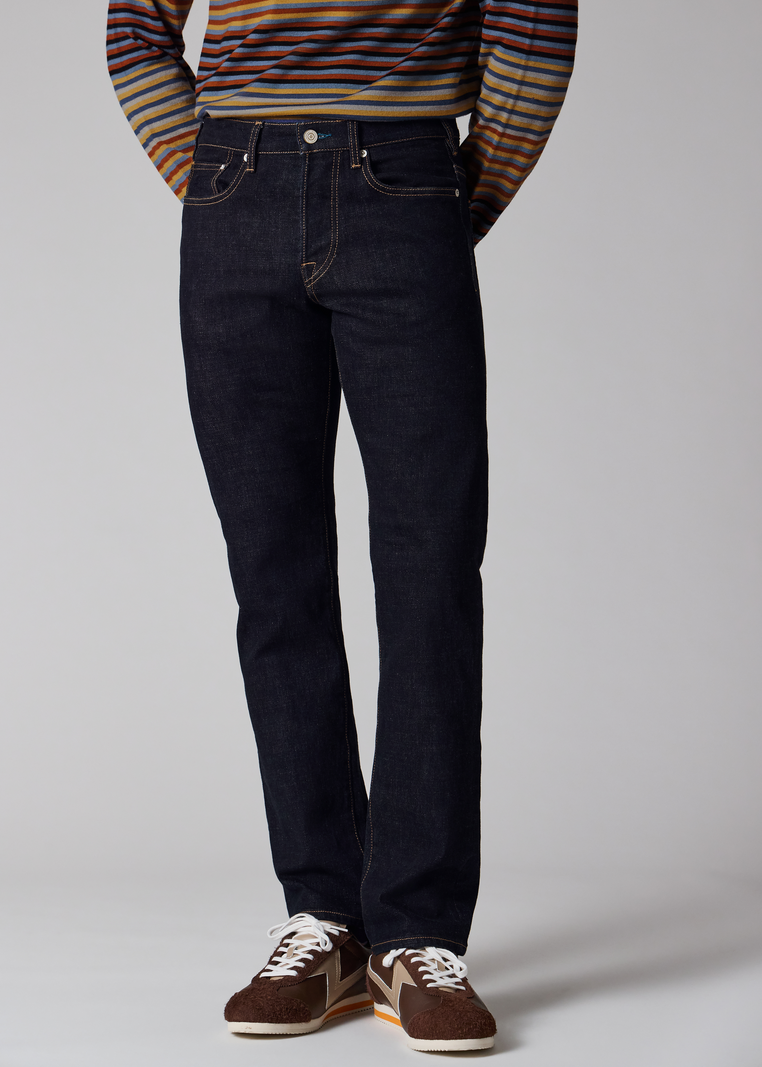 Standard-Fit Indigo-Rinse 'Crosshatch Stretch' Jeans