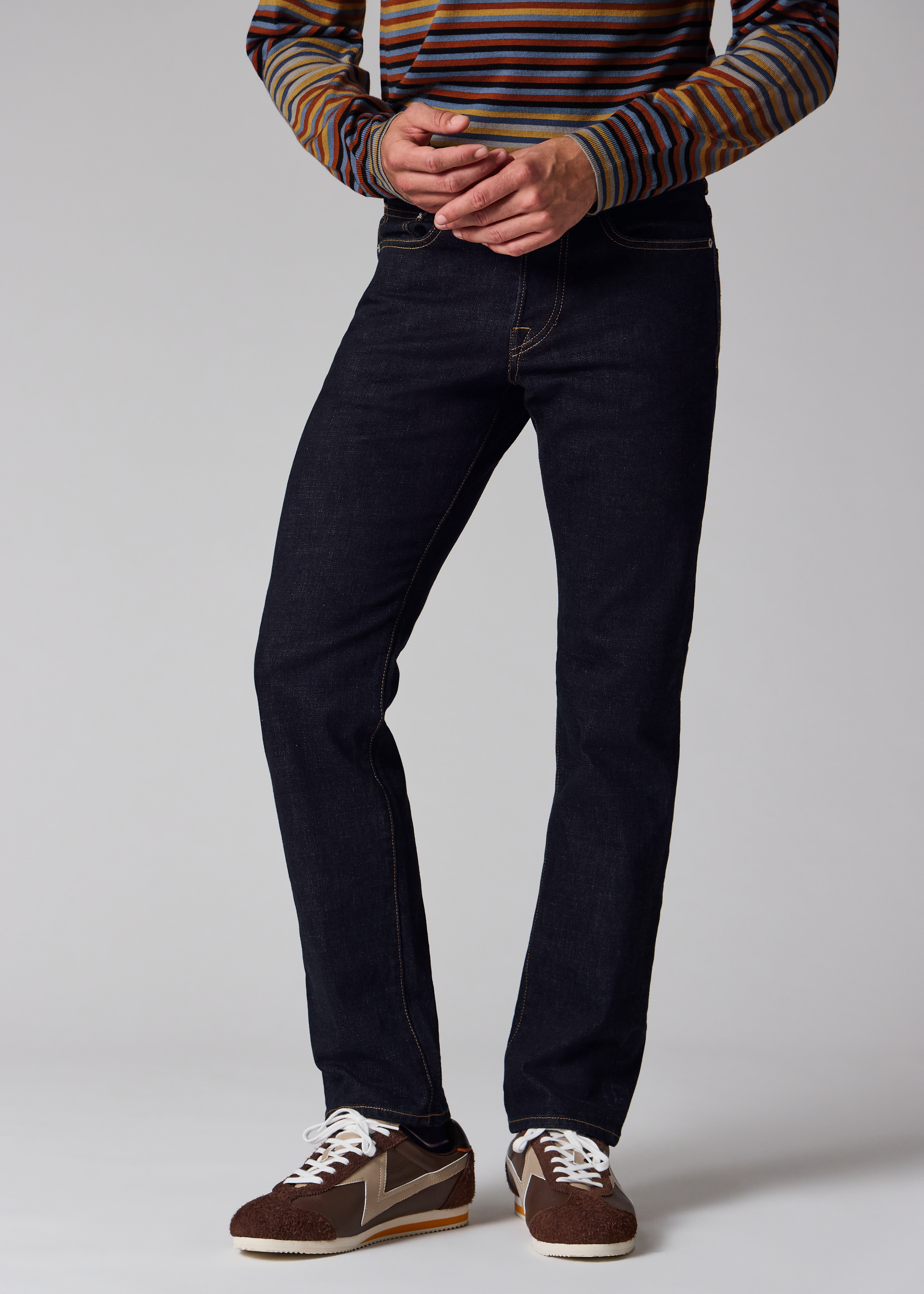 Standard-Fit Indigo-Rinse 'Crosshatch Stretch' Jeans