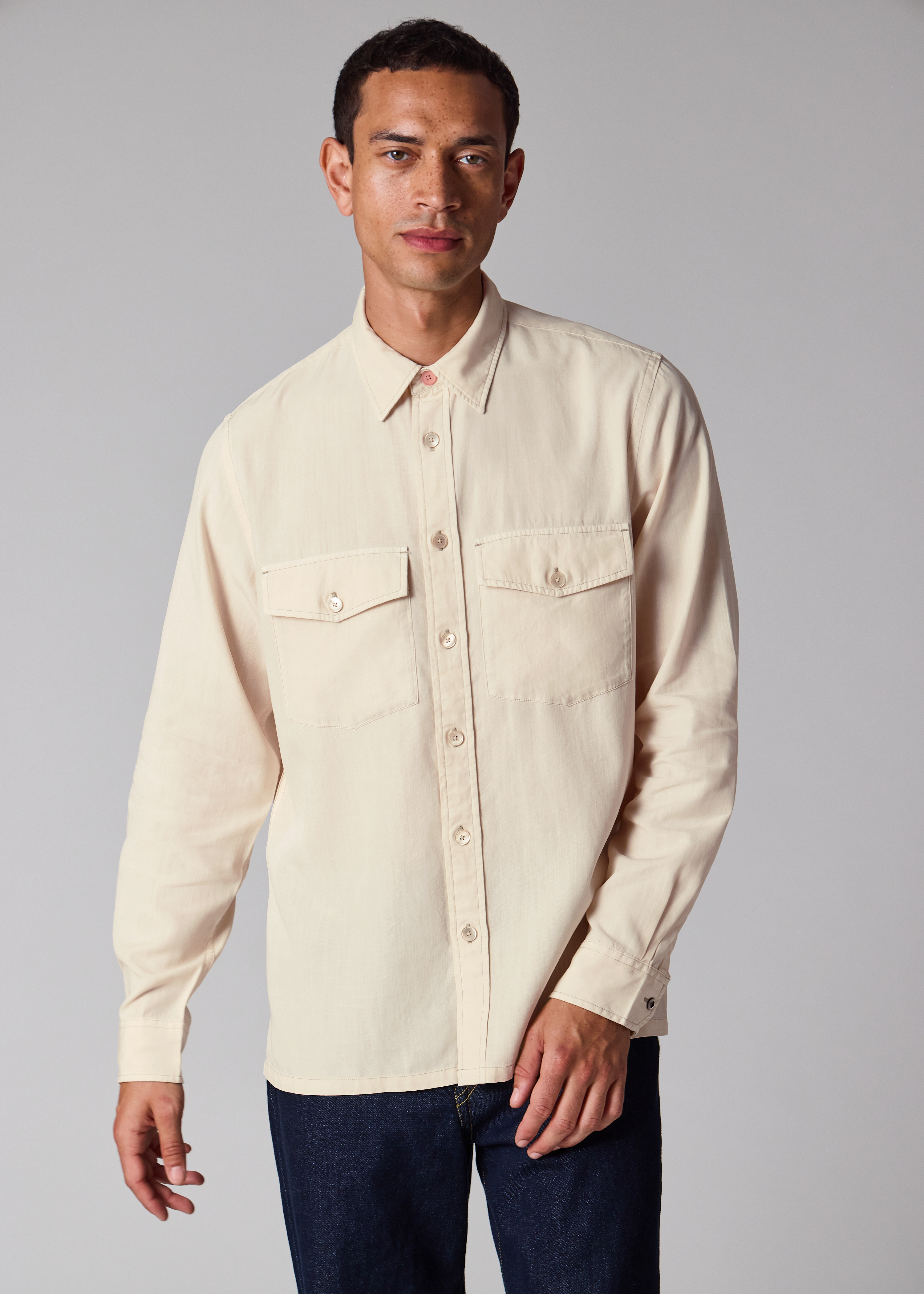 PS Paul Smith Ecru Lyocell-Cotton Patch-Pocket Shirt | King
