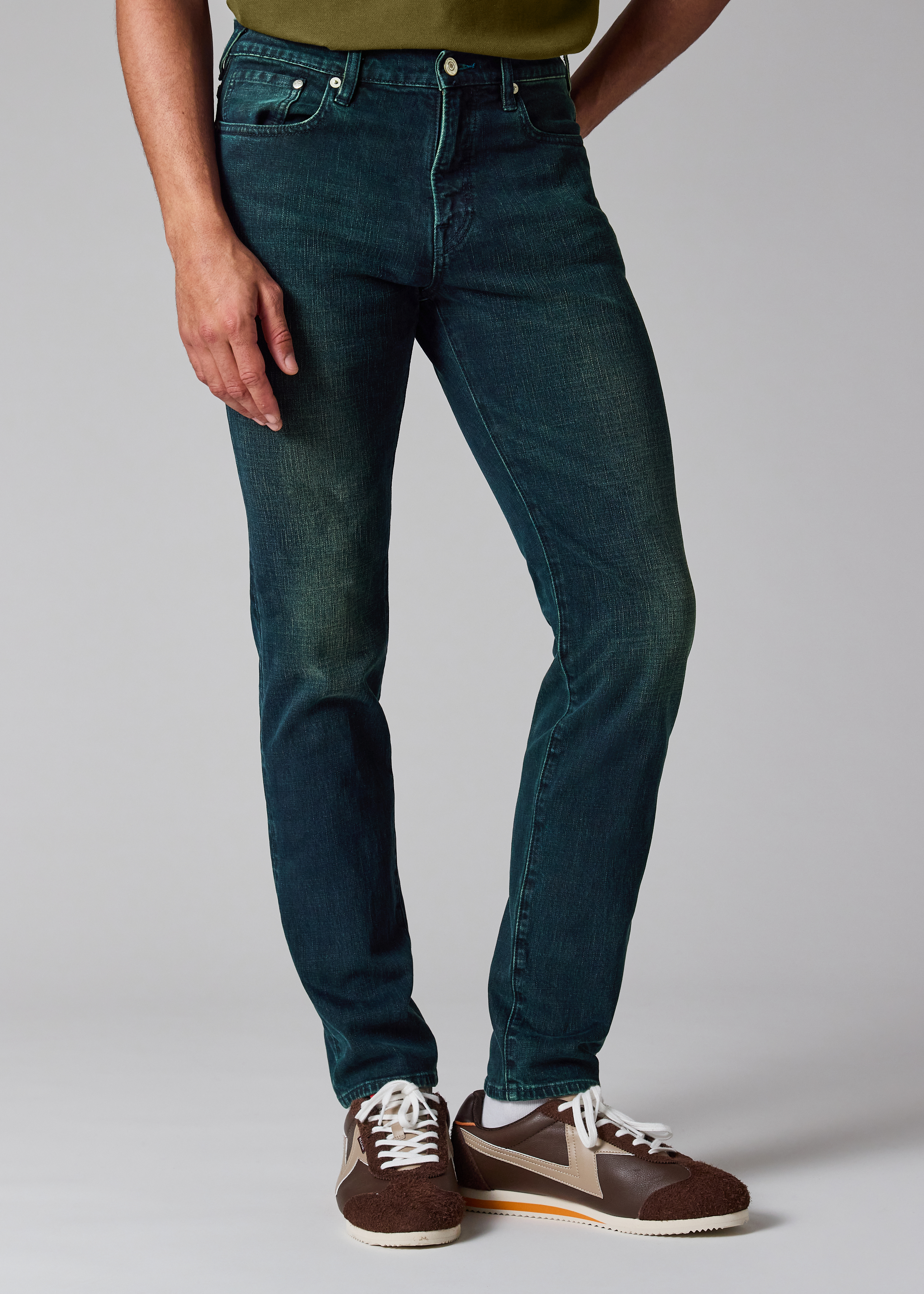 Men's Slim-Standard Navy-Wash 'Crosshatch Stretch' Jeans