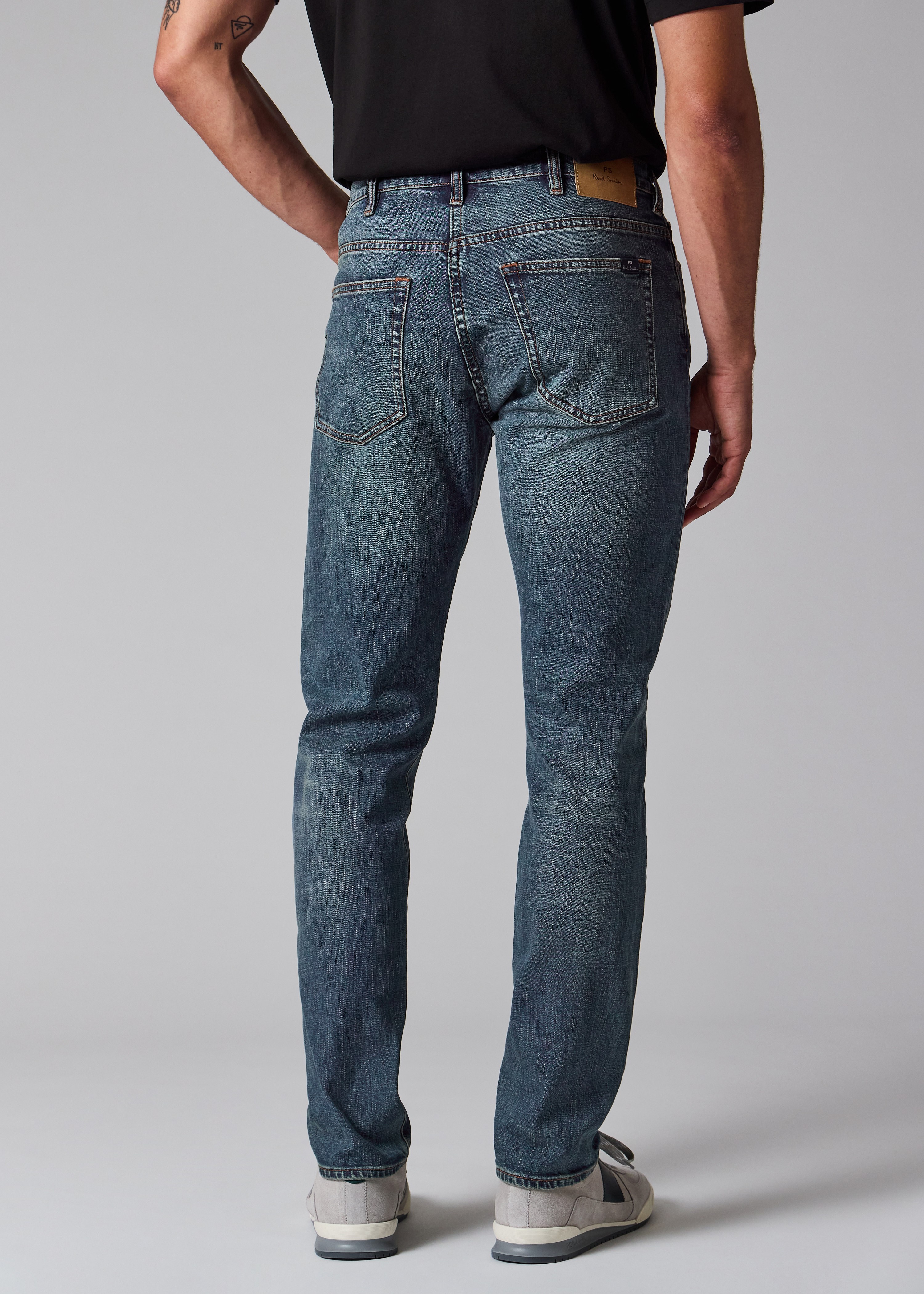 Men's Tapered-Fit 'Crosshatch Stretch' Blue-Rinse Jeans