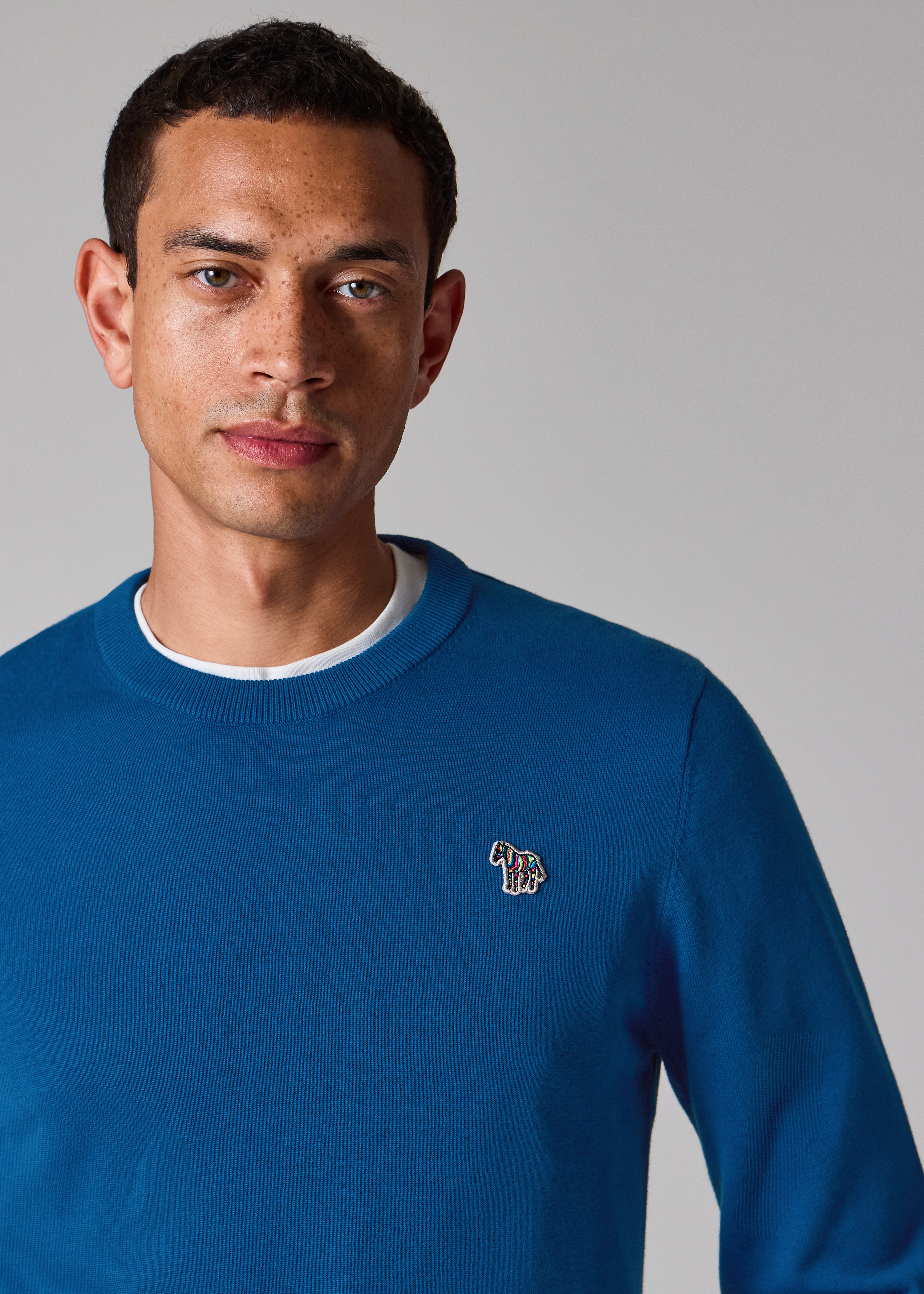 Mid Blue Organic Cotton Zebra Logo Sweater