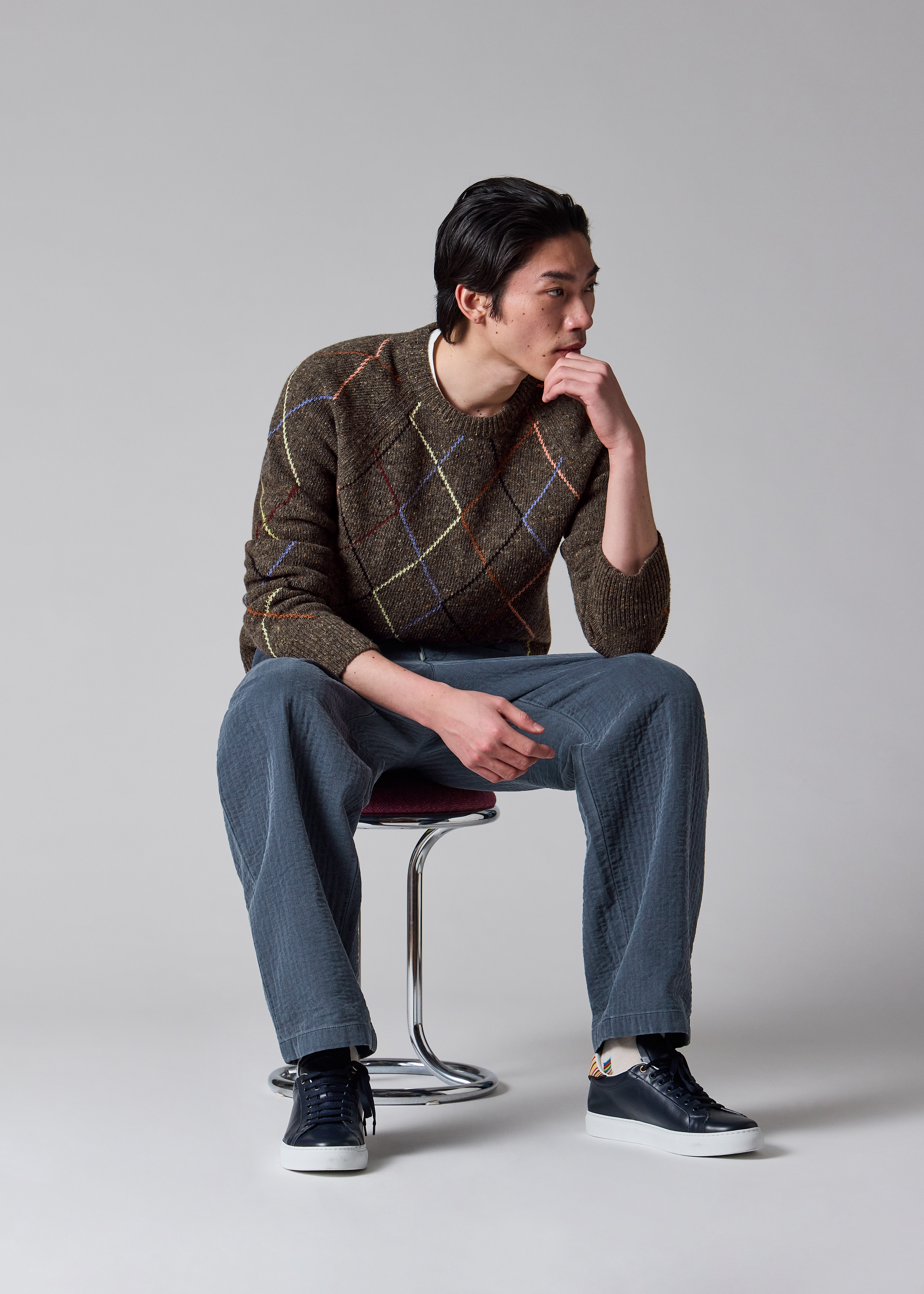 Paul Smith Brown Flecked Wool-Blend Argyle Sweater | King's Cross