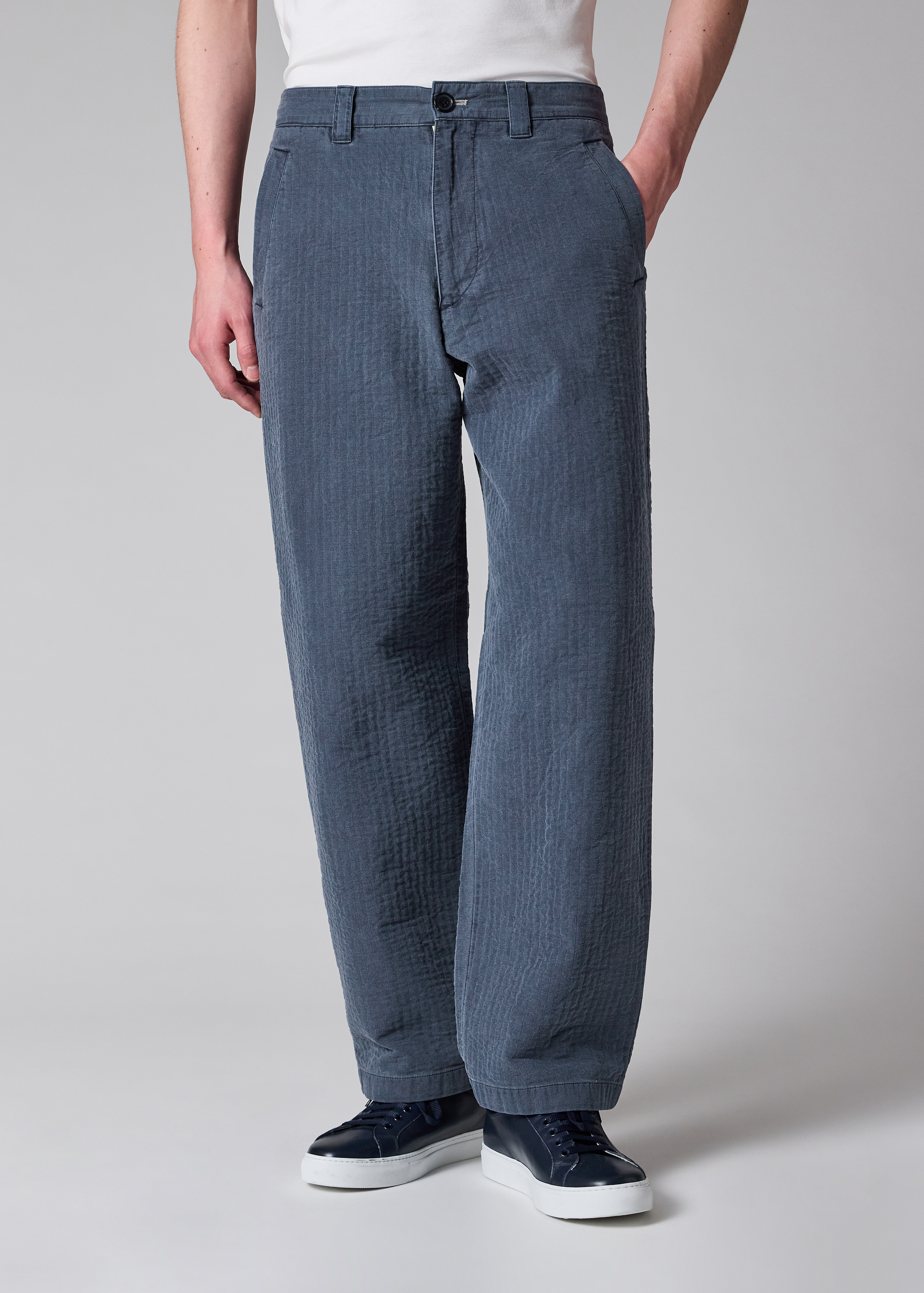 Universal Works Washed Indigo Herringbone Denim Braga Pant