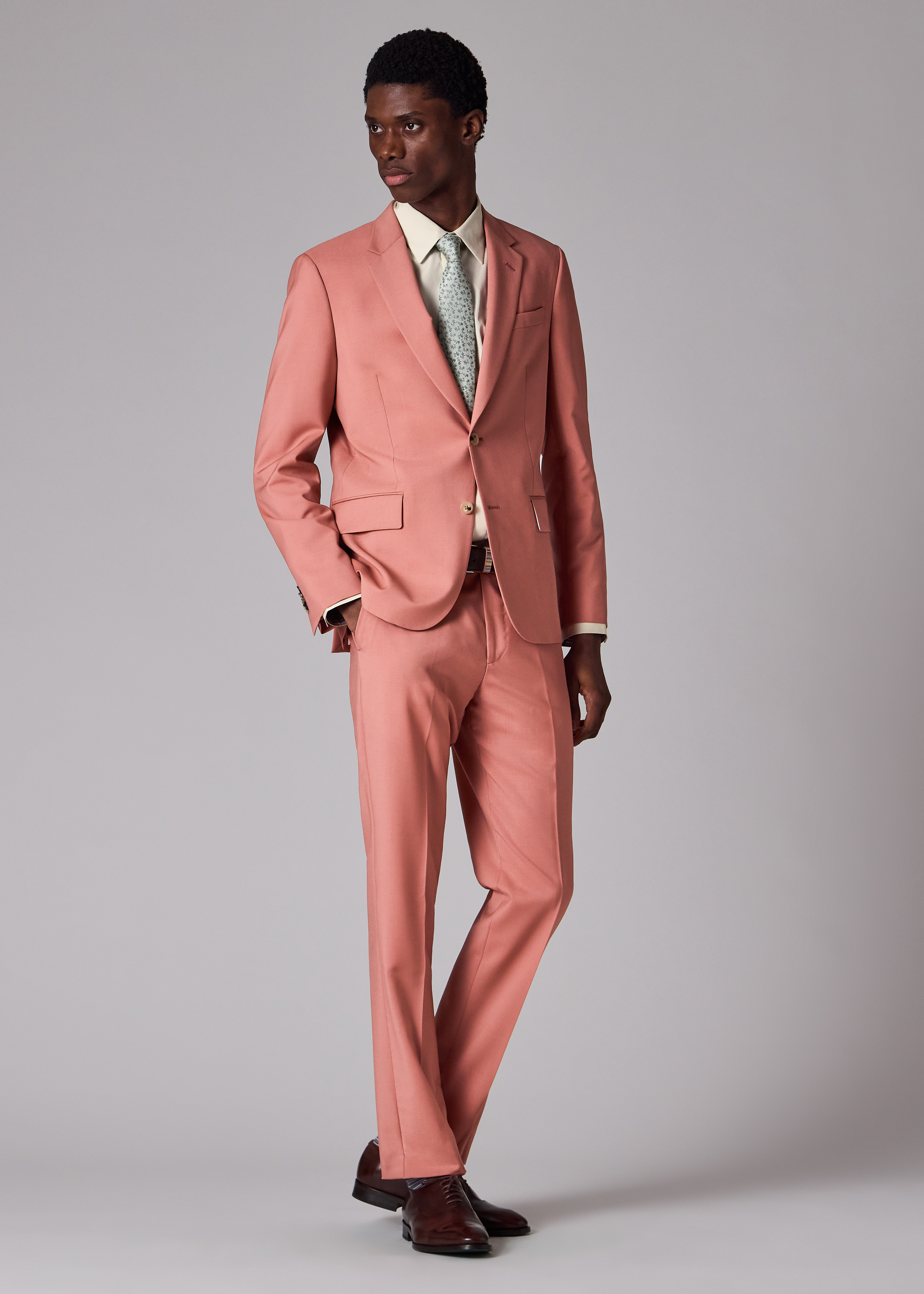 Men's Tailored-Fit Pink Wool-Mohair Suit