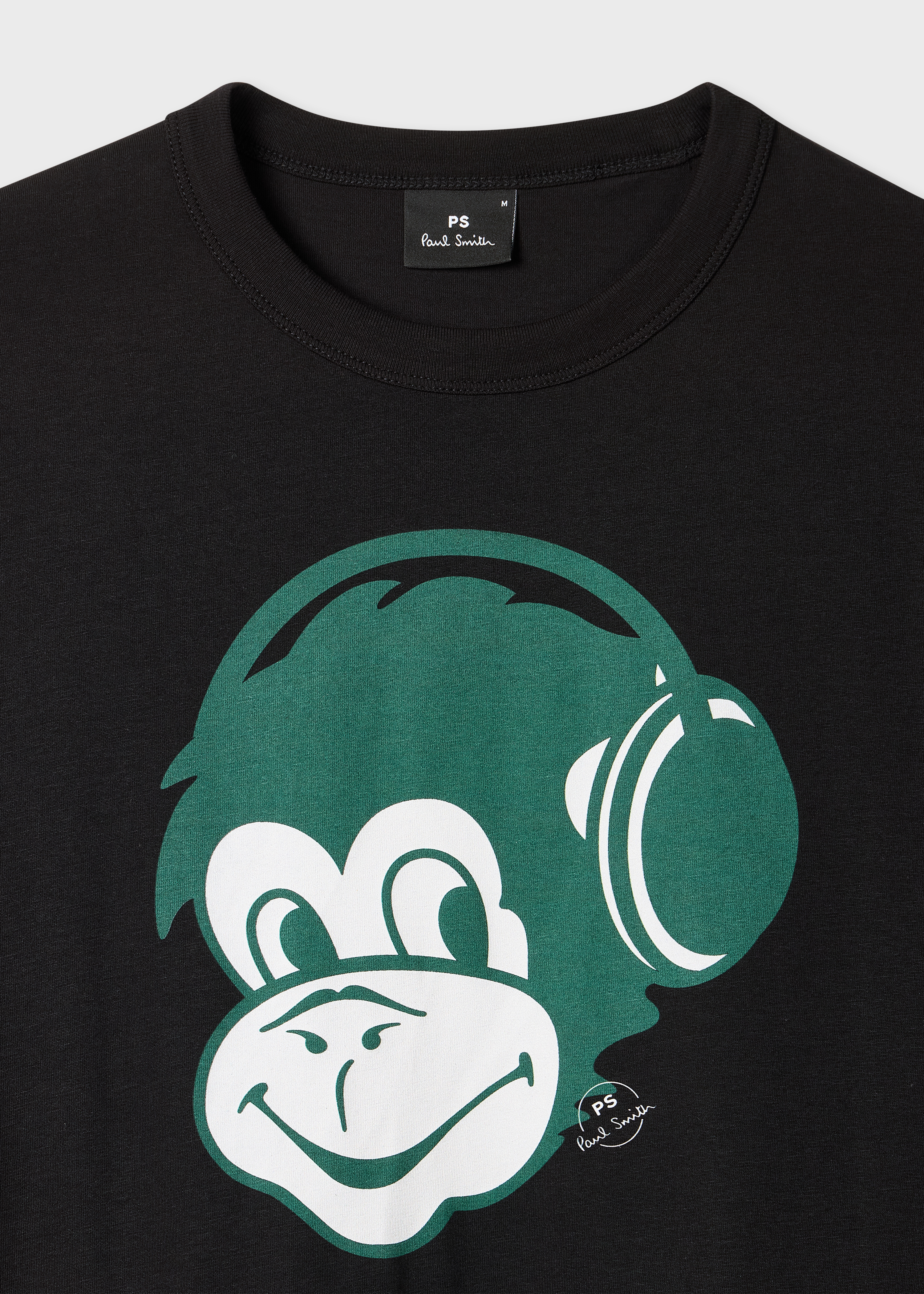 Men's Black 'Monkey Headphones' Print T-Shirt