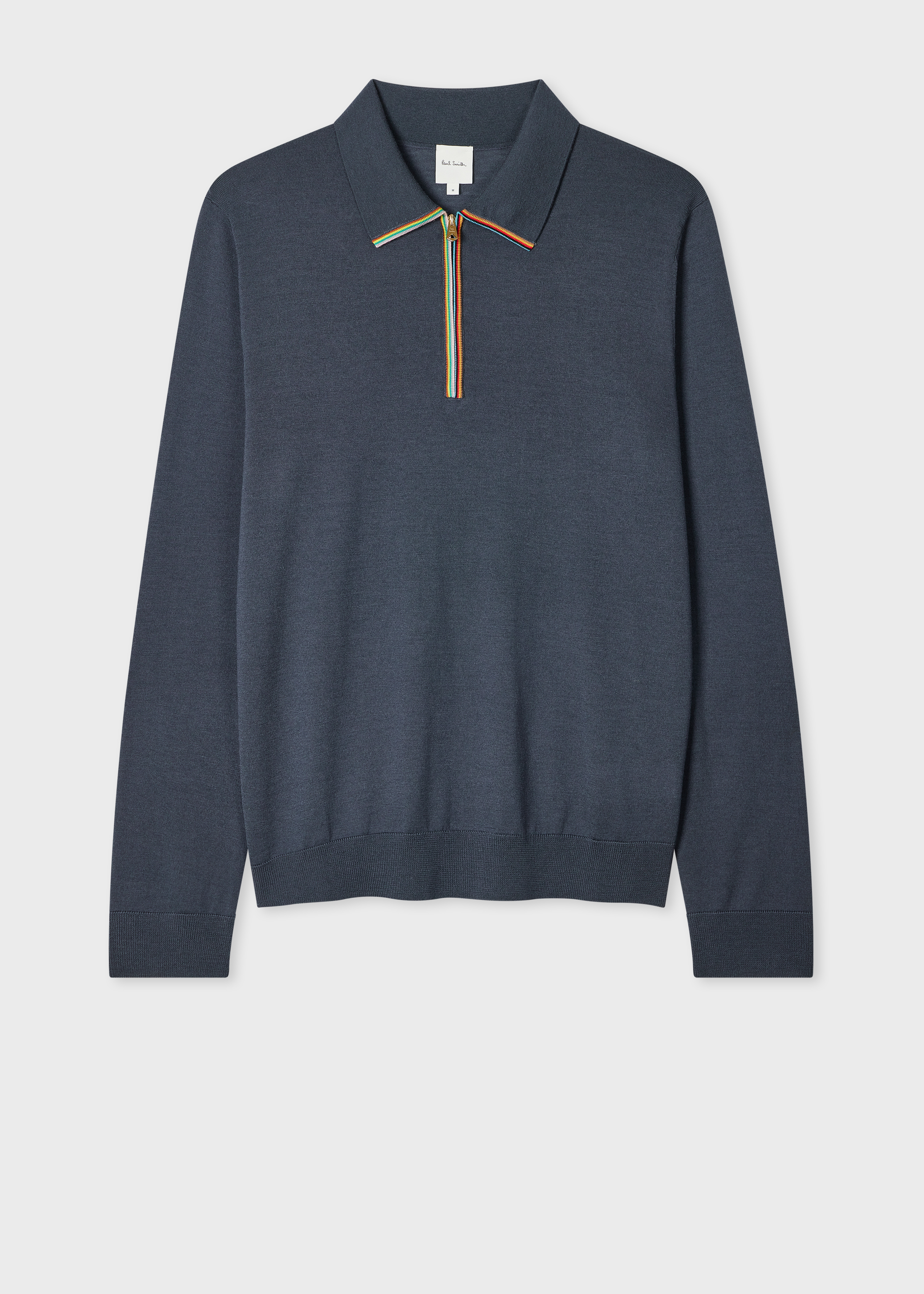 Men's Dark Khaki 'Signature Stripe' Zip Trim Washable Merino Wool