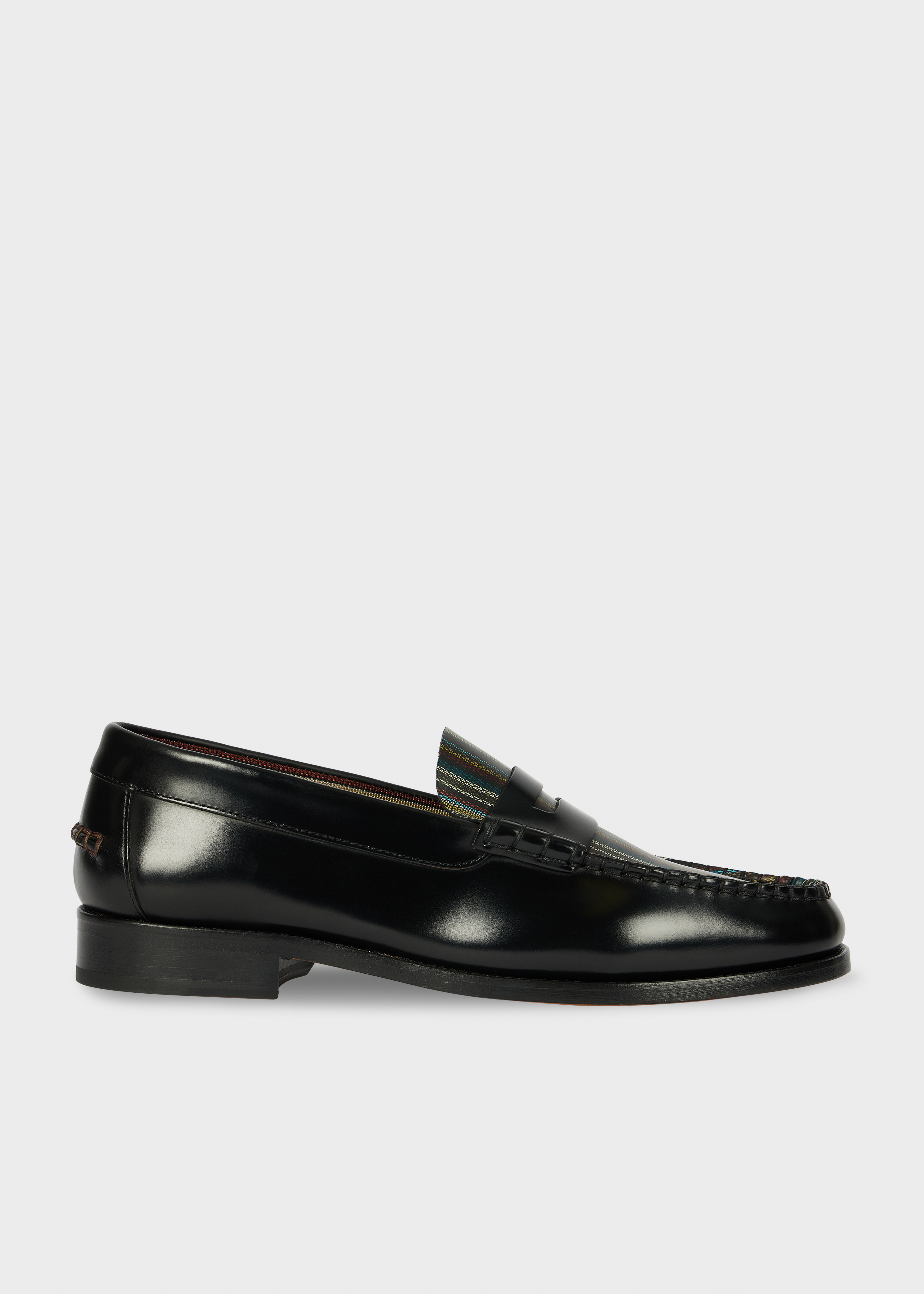 Men's Black 'Signature Stripe' Leather 'Lido' Loafers
