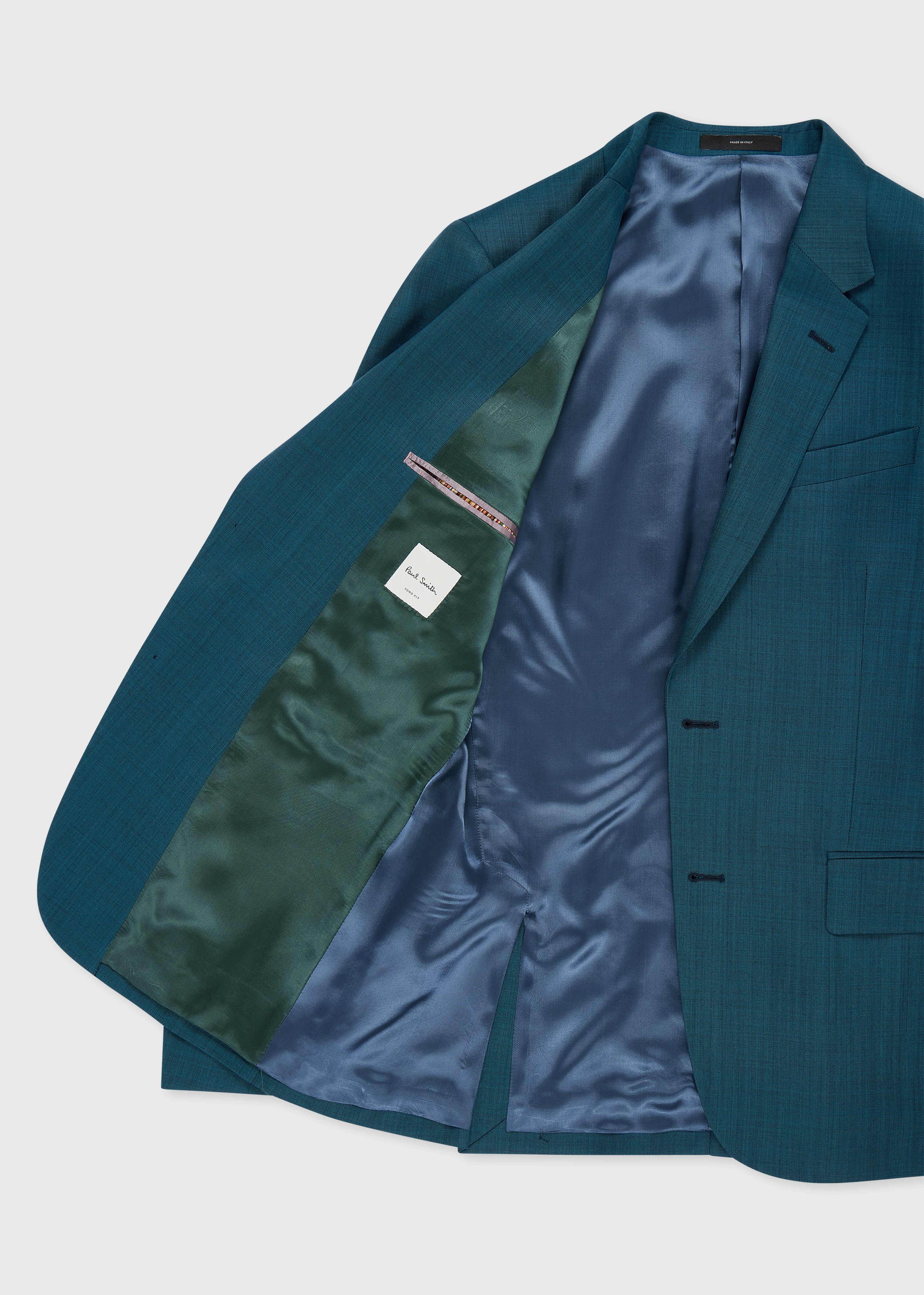 The Soho - Tailored-Fit Teal Sharkskin Wool Suit