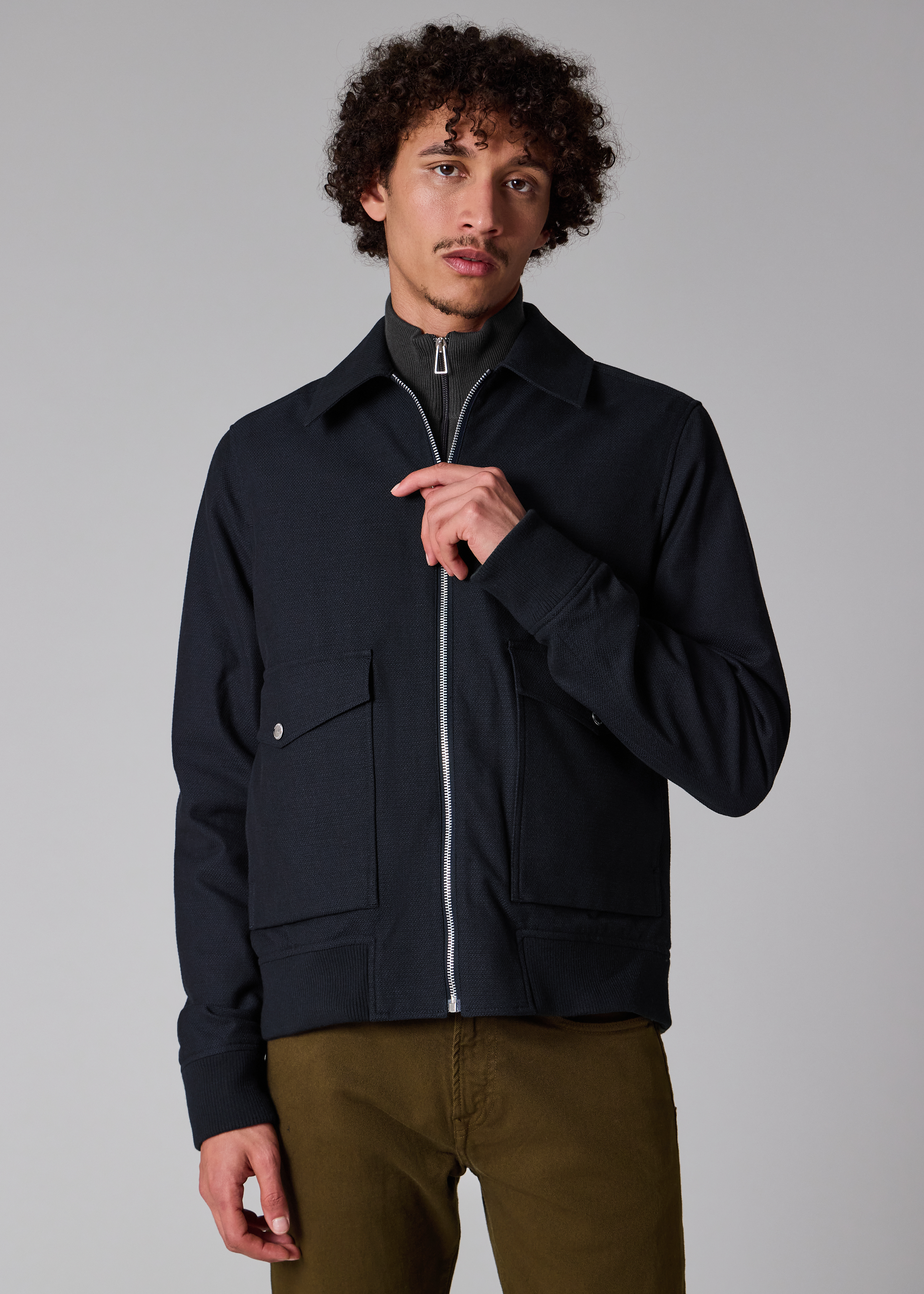 ジャケット・アウター paul smith luxury wool blouson PS Paul Smith Navy Recycled Wool-Blend Zip Jacket | King's Cross