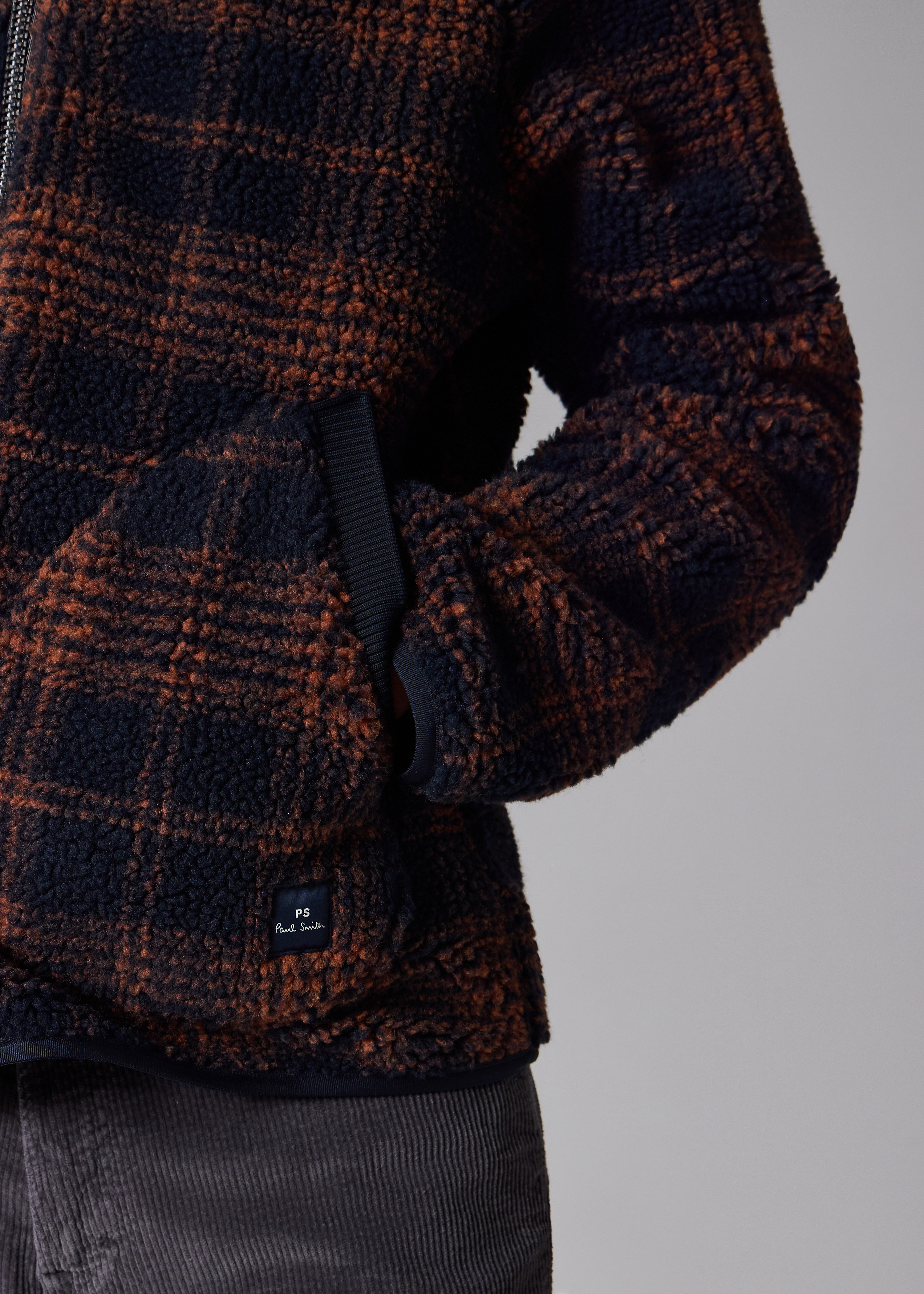 PS Paul Smith チェック ウールメルトン フーディージャケット Paul Smith Jacquard Check Wool Zip Jacket | Teal - M2R-669Z-T22492