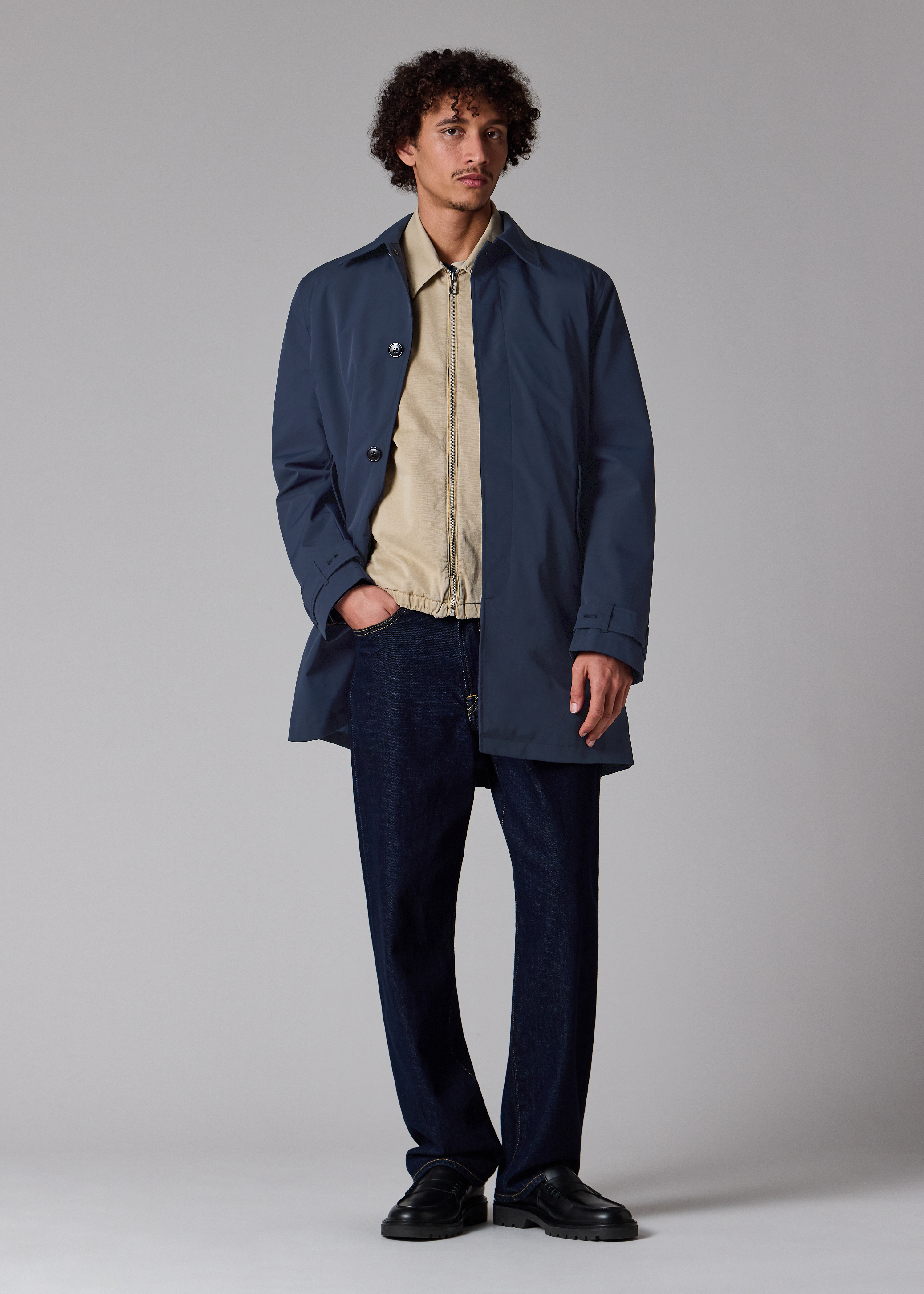 PS Paul Smith Navy Recycled-Polyester Mac with Removable Lining