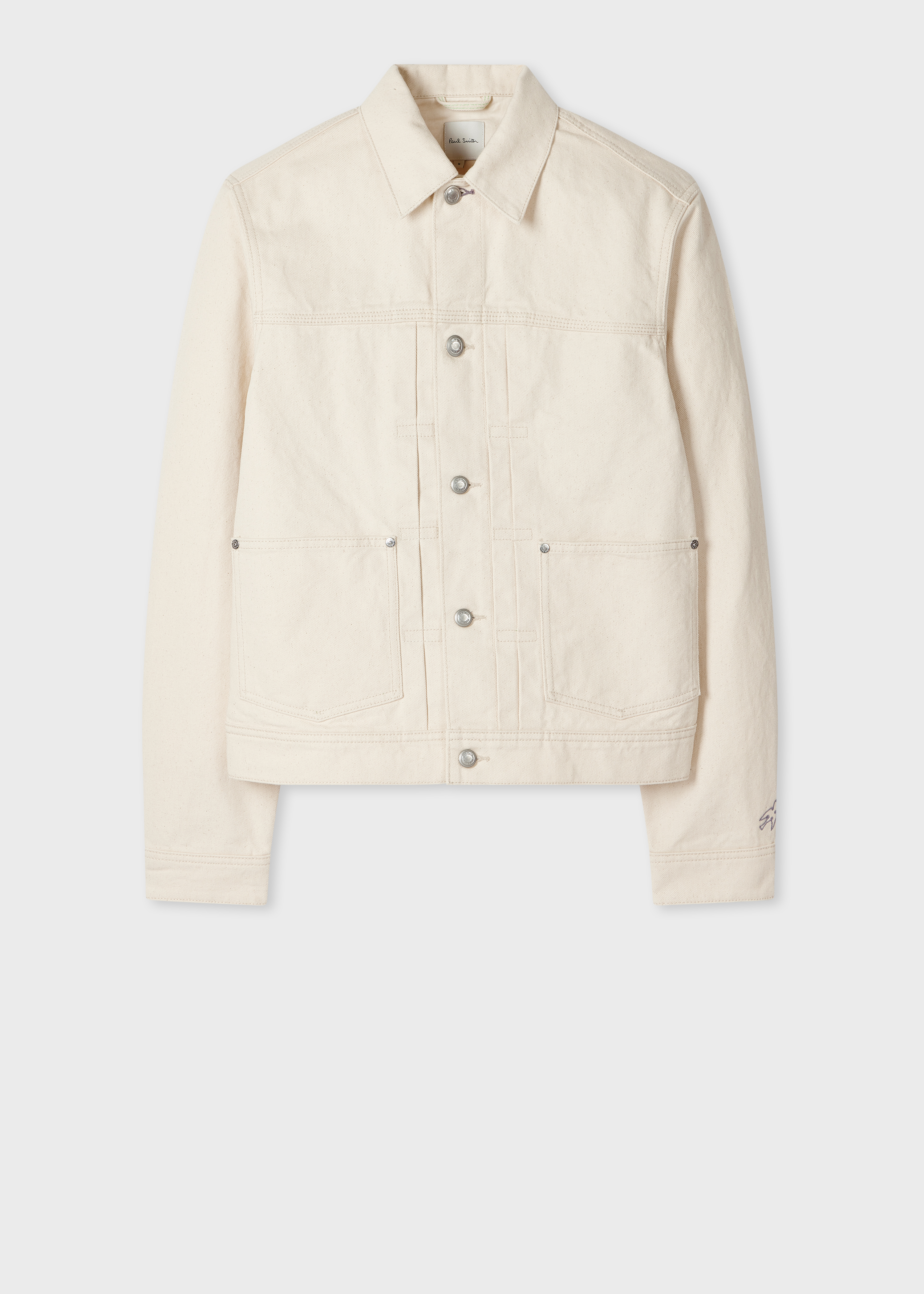 Men's Ecru Pleated Denim Jacket