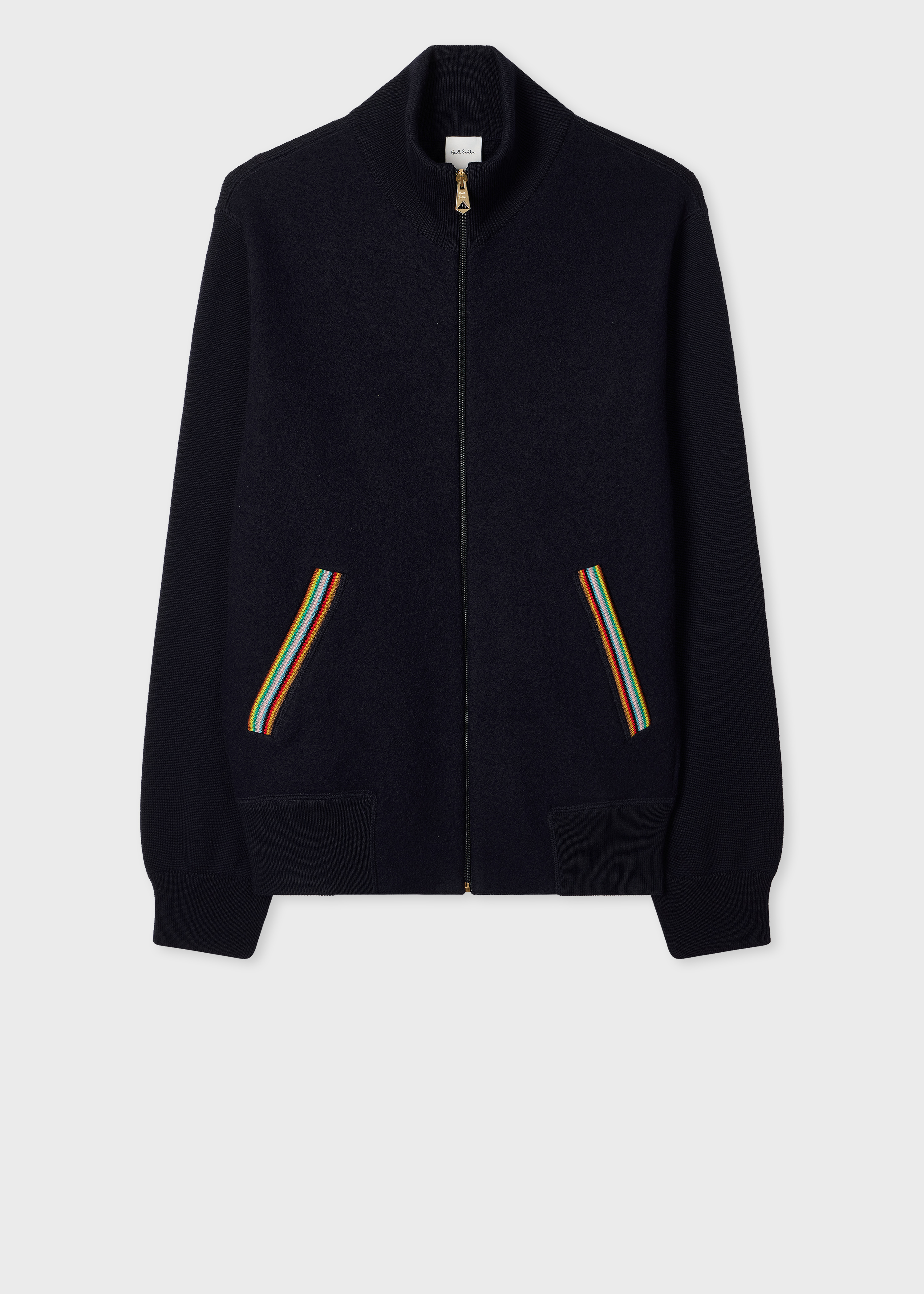 Men's Navy 'Signature Stripe' Merino Wool Knitted Jacket
