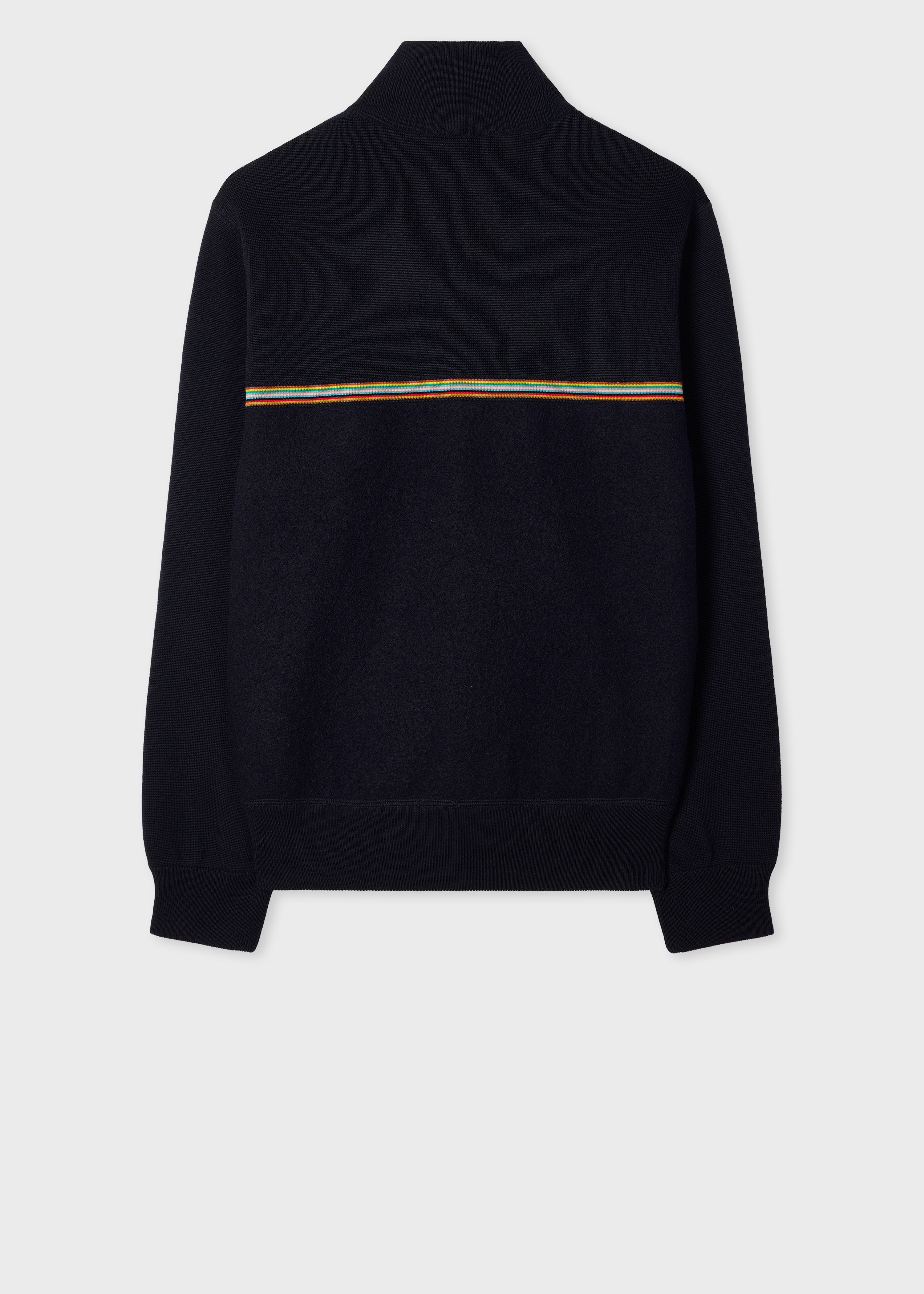 Navy 'Signature Stripe' Merino Wool Knitted Jacket thumbnail 4