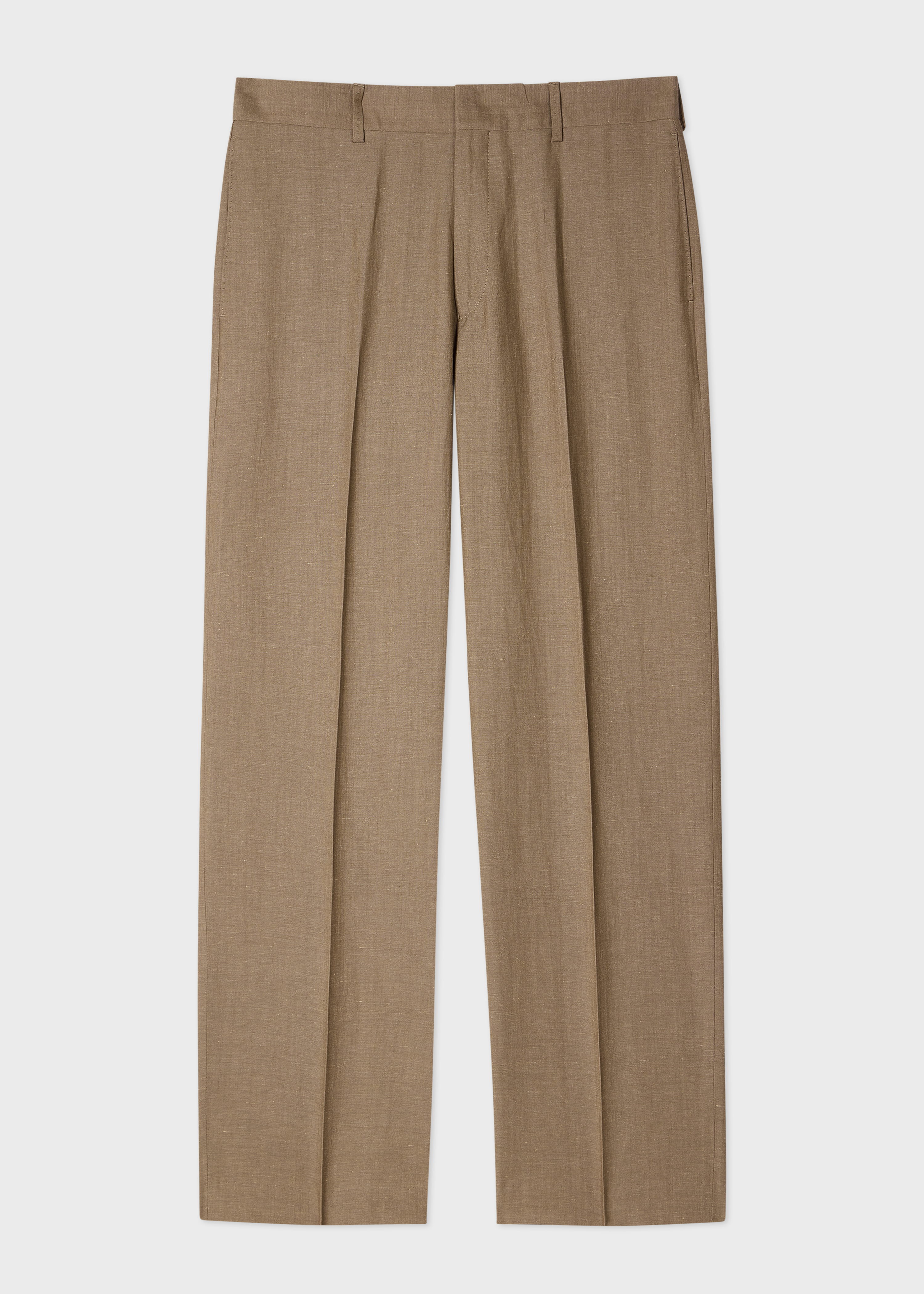 Straight-Fit Sand Brown Wool and Linen-Blend Trousers thumbnail 5