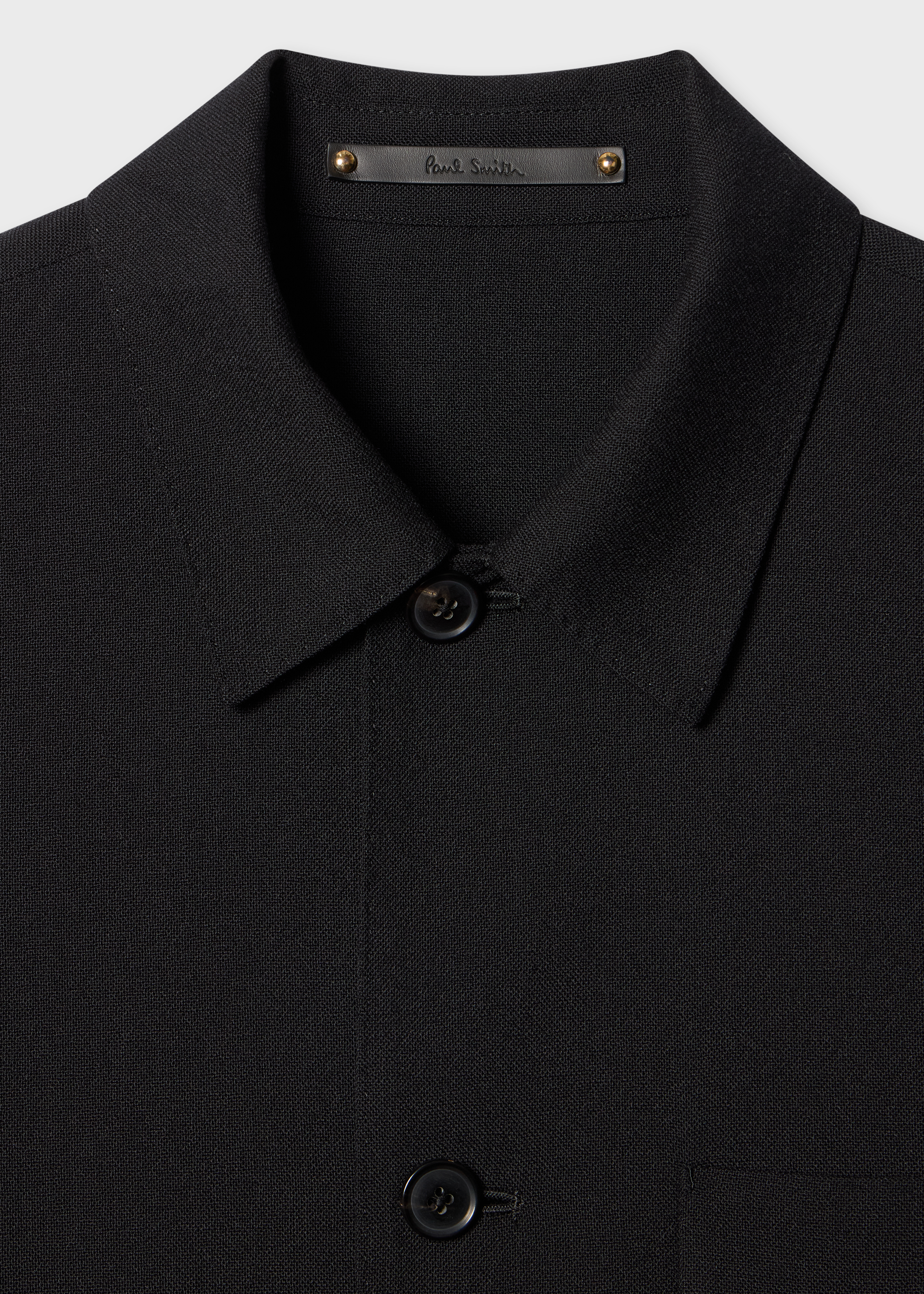 Men's Black Two-Ply Hopsack Wool Work Jacket