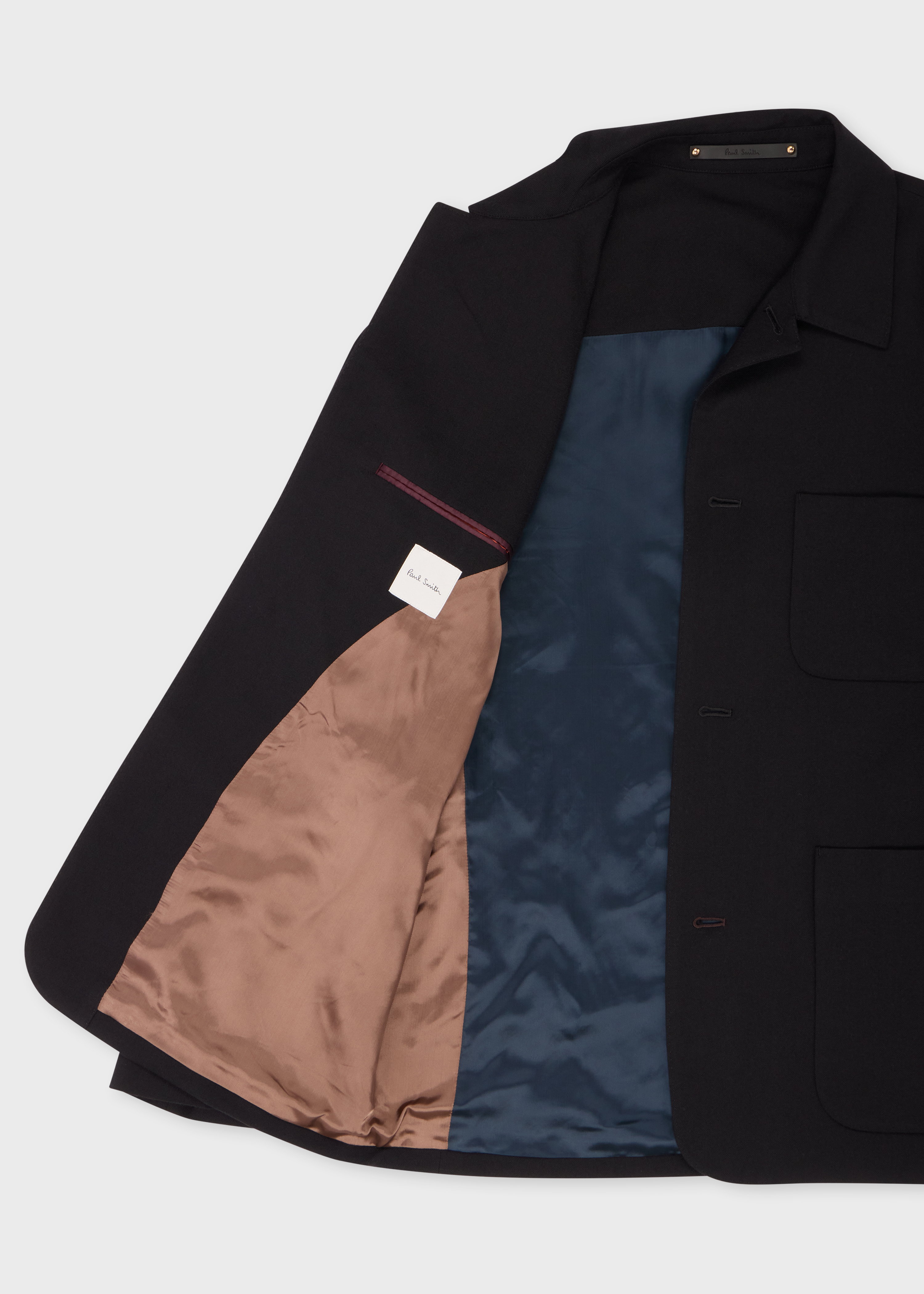 ジャケット・アウター PAUL SMITH High-Neck Urban Wool Coat Men's Black Two-Ply Hopsack Wool Work Jacket