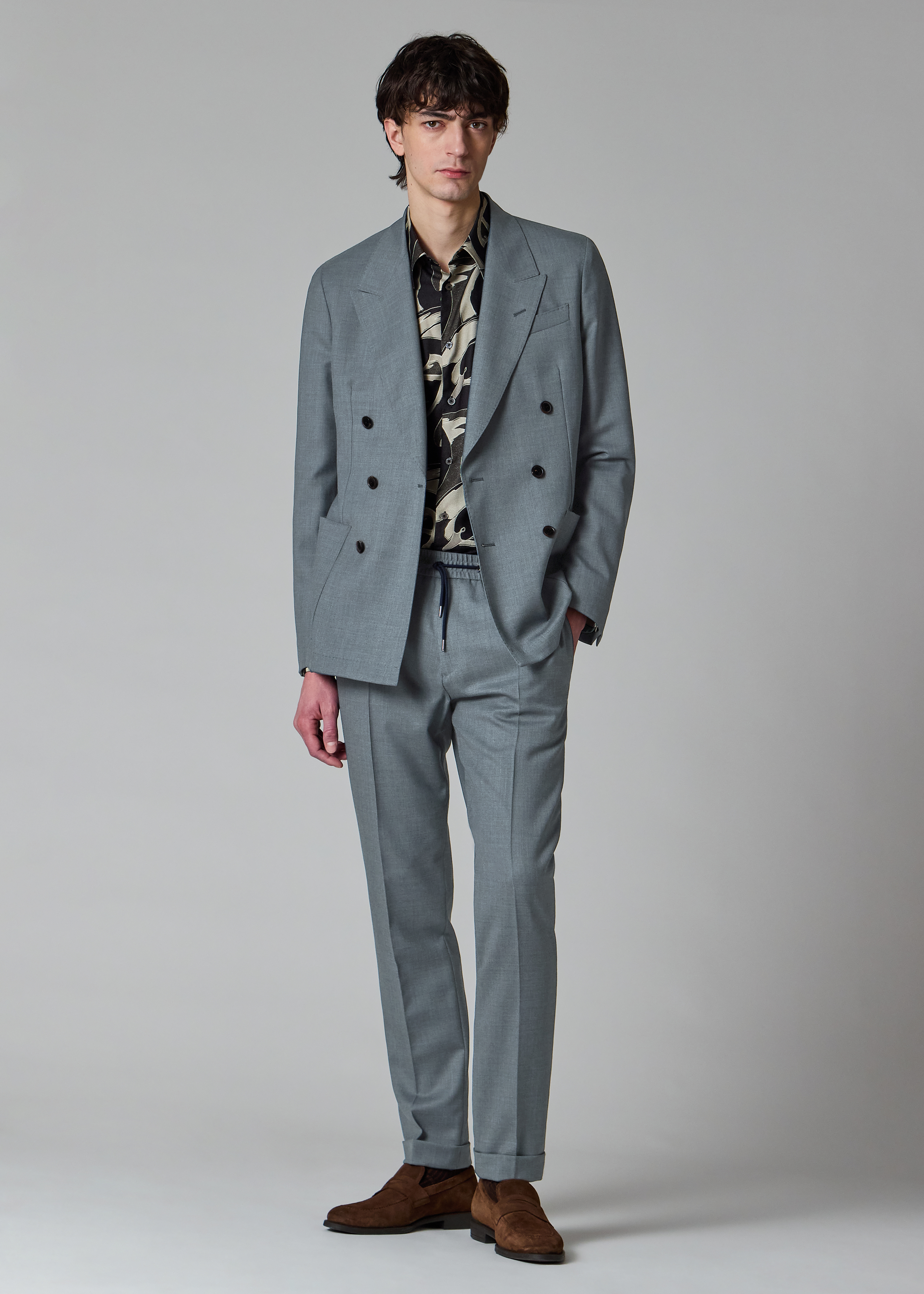 A Suit To Travel In - Slim-Fit Blue Marl Drawstring-Waist Wool