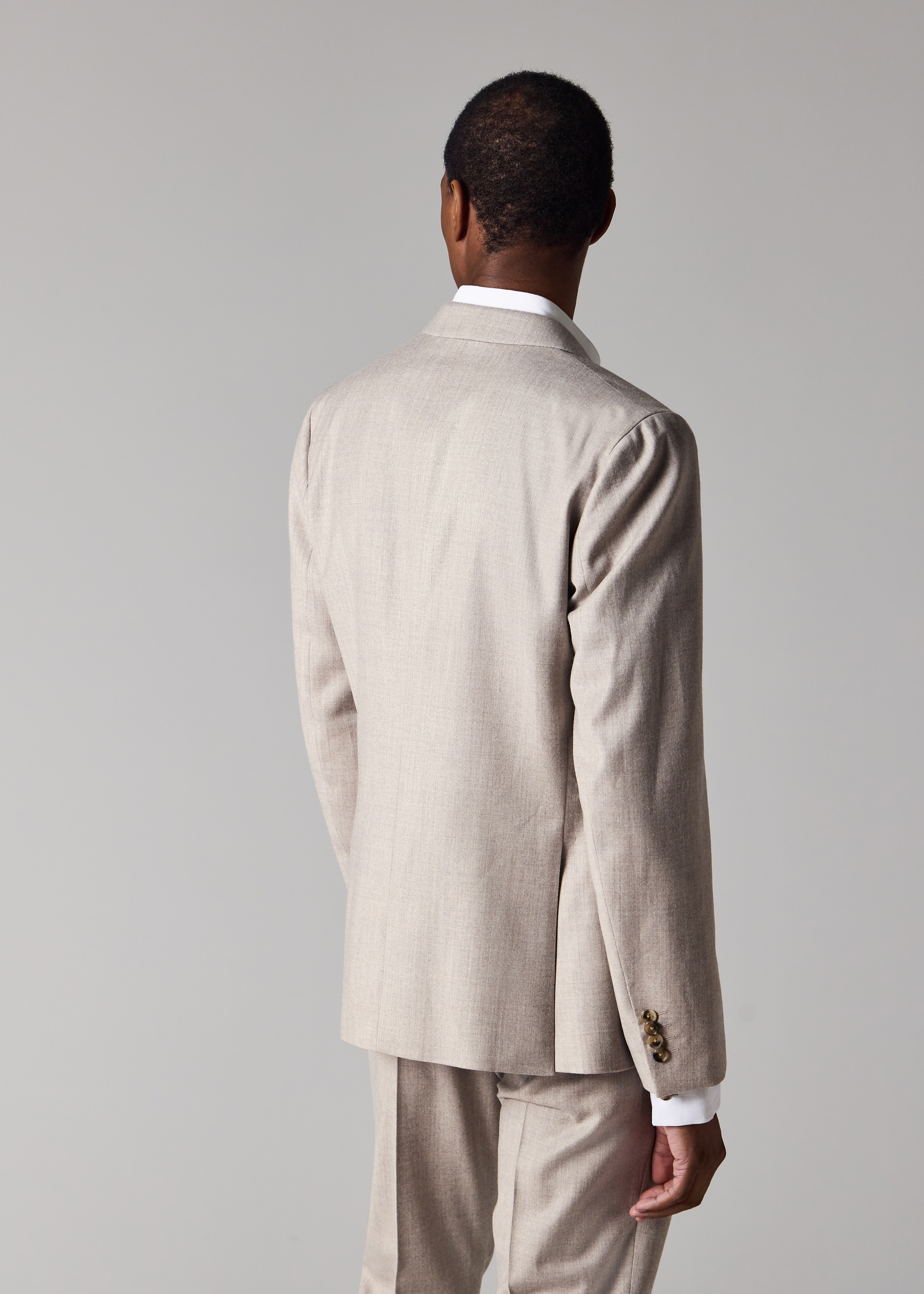 Tailored-Fit Beige Overdyed Wool-Cashmere Flannel Blazer thumbnail 5