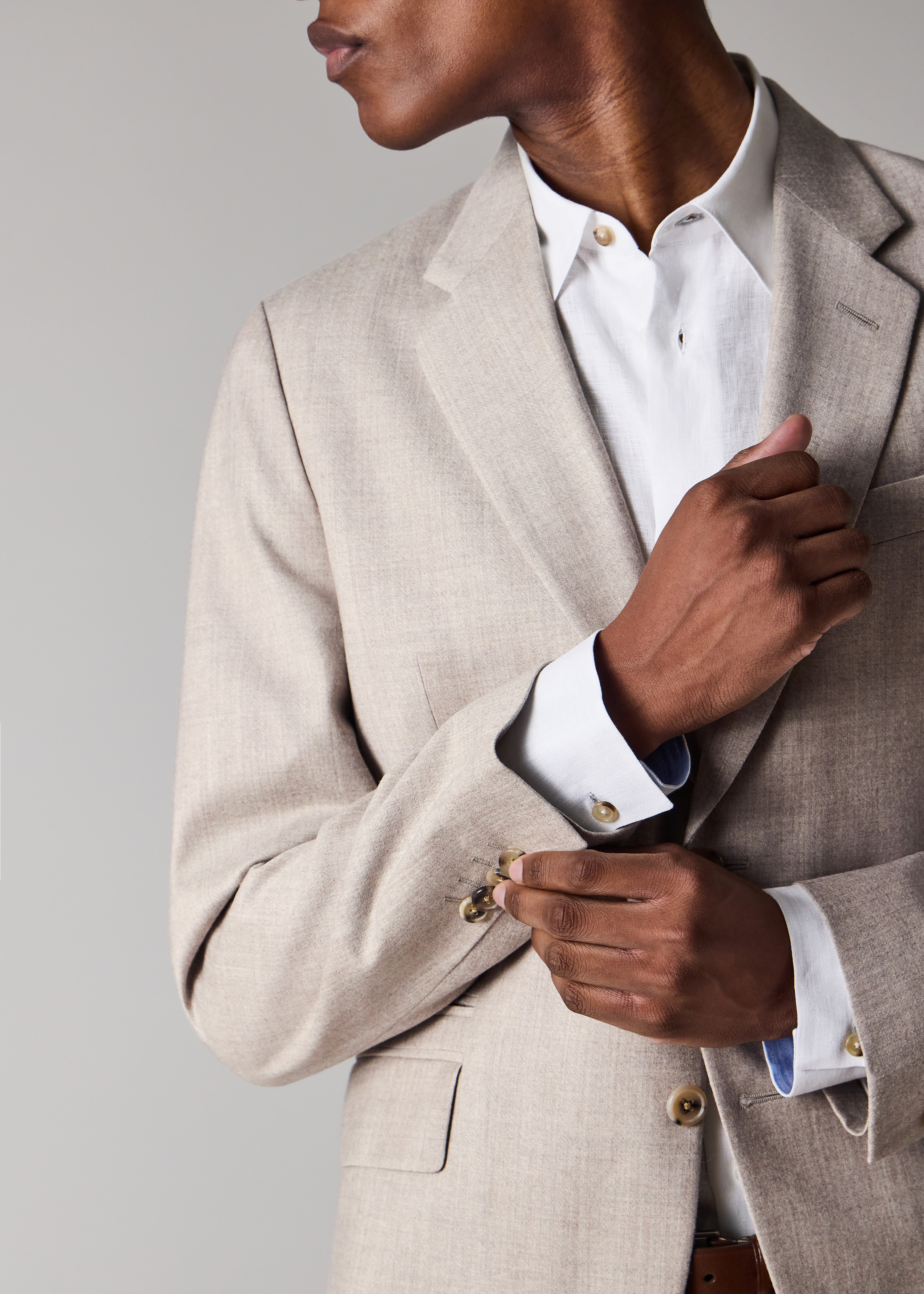 Tailored-Fit Beige Overdyed Wool-Cashmere Flannel Blazer thumbnail 4