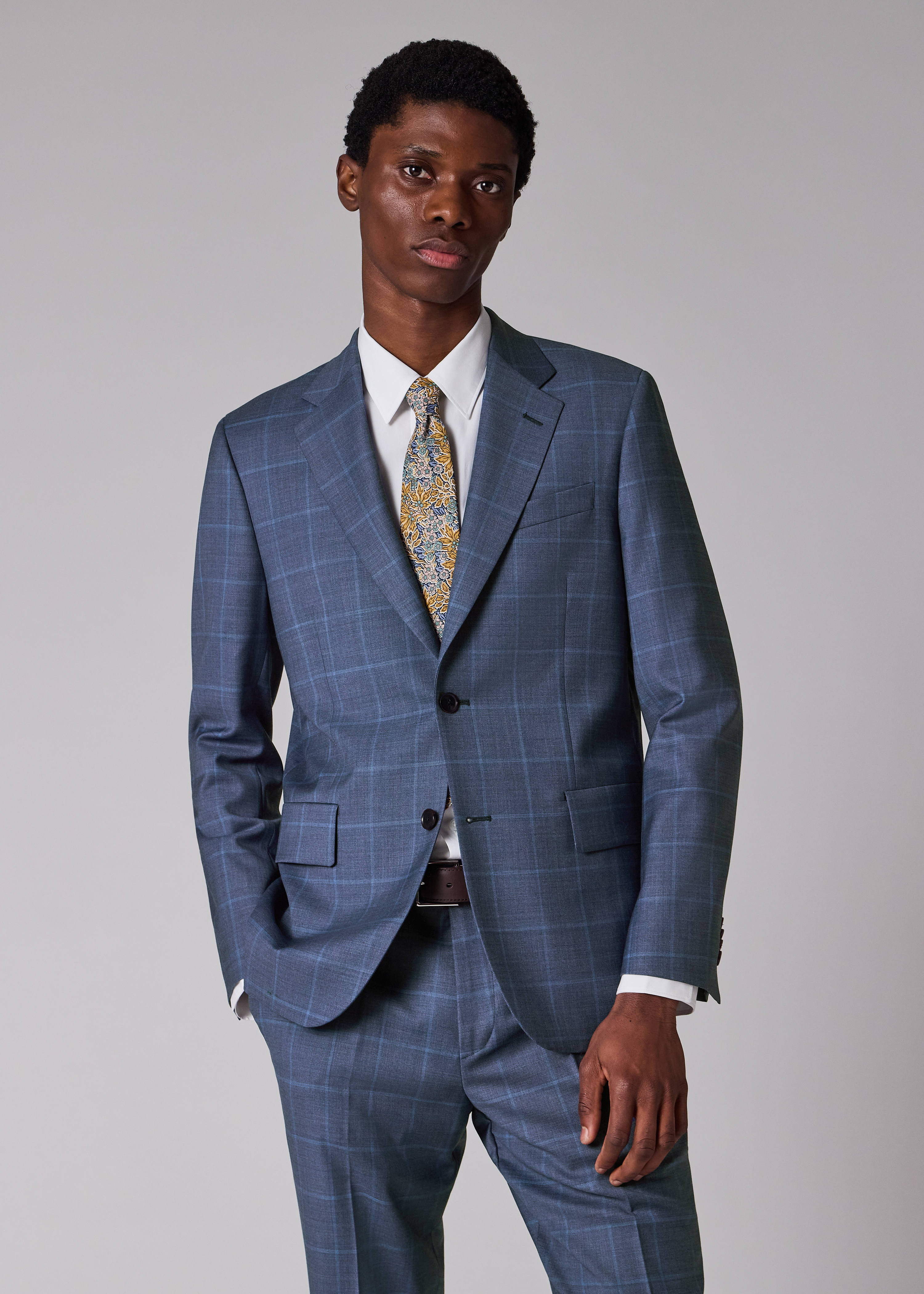 Paul Smith The Brierley - Light Blue Windowpane Check Wool Suit Paul Smith The Brierley - Light Blue Windowpane Check Wool Suit